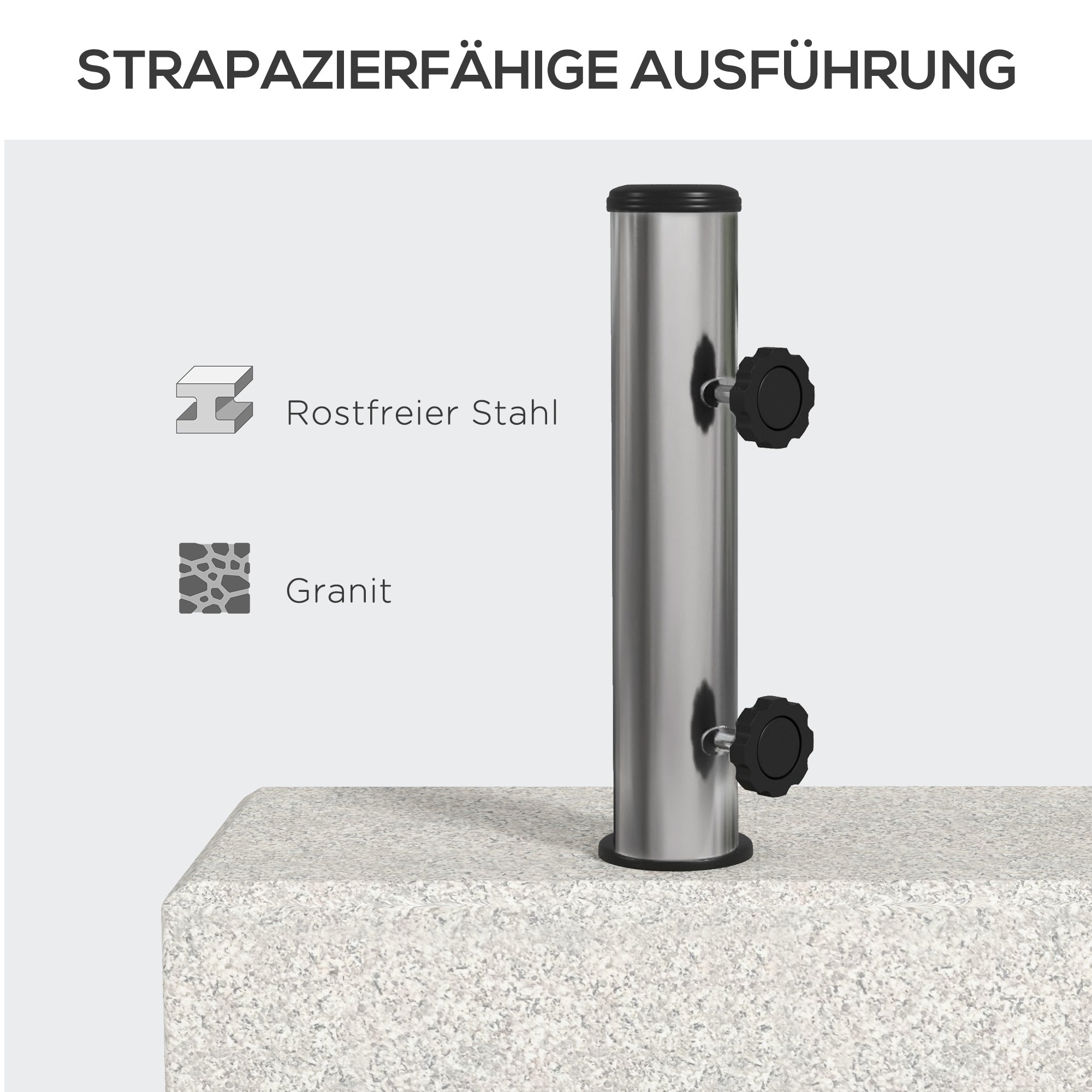 Parasol Base 25kg Semi-Circular Stand for 32/38/48mm Pole Garden/Balcony Granite Grey