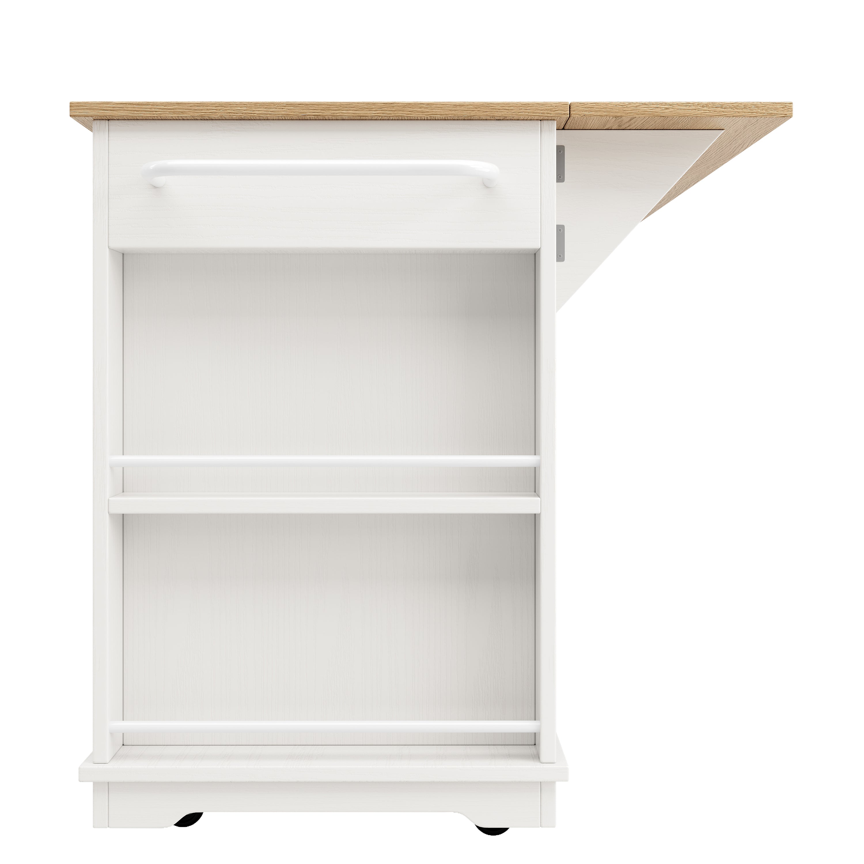 Kitchen Island Cabinet Worktop Storage Tempered Glass White