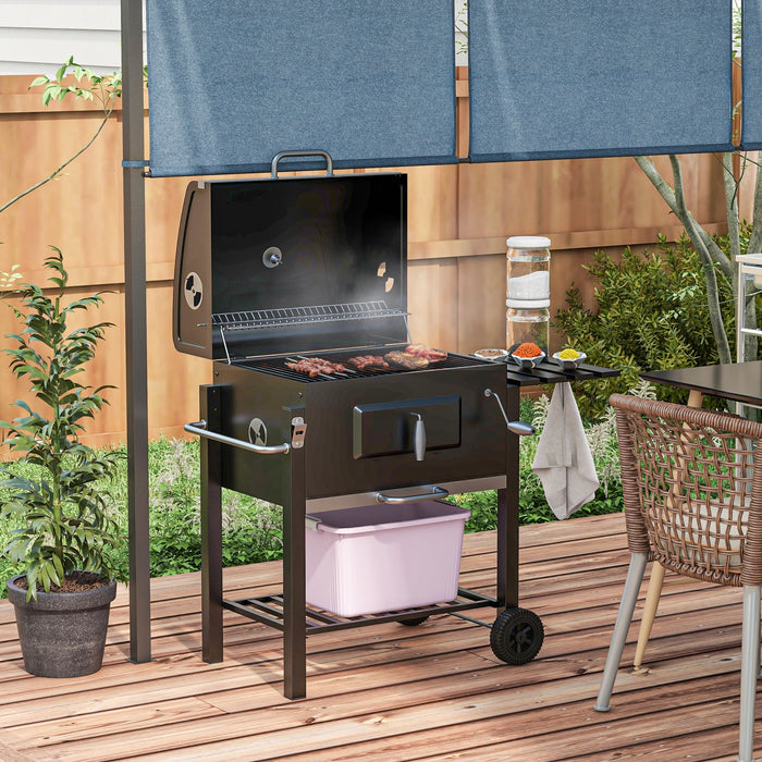 Grill Cart Charcoal BBQ Stand Stainless Steel Black