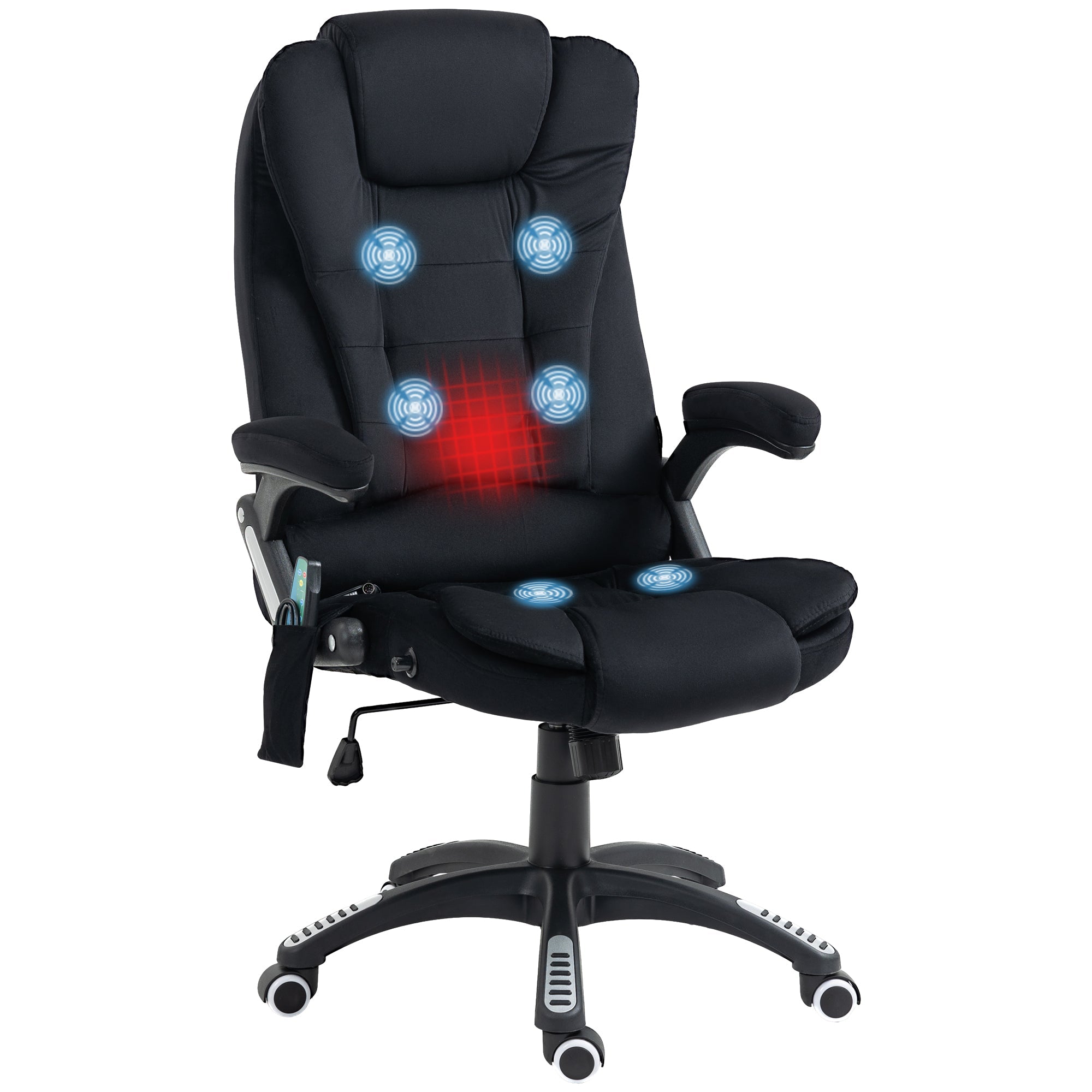 Massage Office Chair, Ergonomic Desk Chair, Height-Adjustable with Heating, Black
