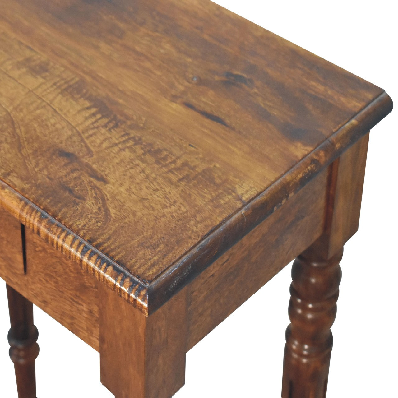 Writing Desk, Turned Leg 1 Drawer, Solid Wood Dark Brown