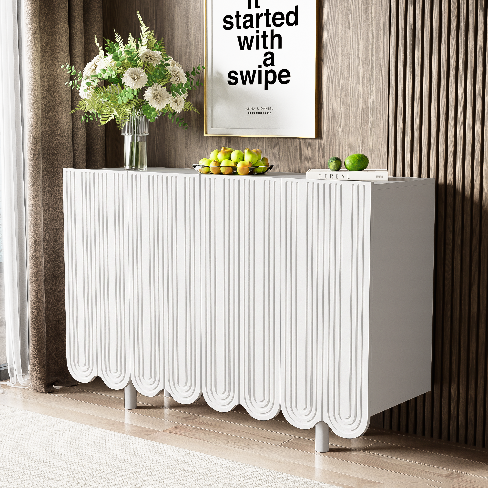 Sideboard with Teardrop Molded Doors and Buffer Hinges
