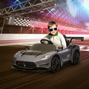 Maserati GT2 Licensed 12V Electric Ride On Car with Suspension Wheels, Remote Control, Music, Horn, Lights, Grey