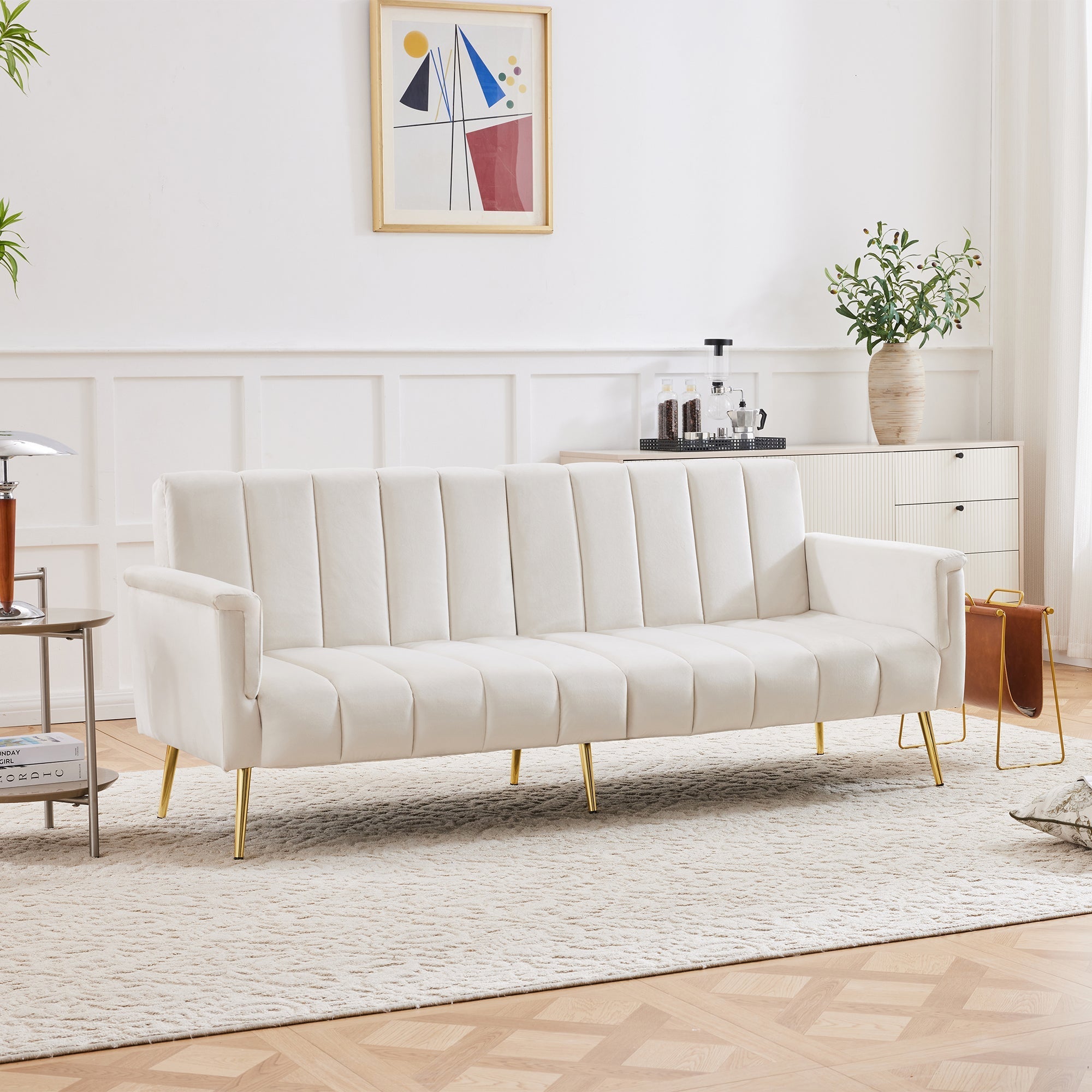 Sofa Bed, Modern Folding with Sleeping Function, Velvet Fabric