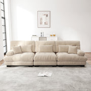 Modular Corner Sleeper Sofa 3-Seater Deep Seat Chenille Light Brown