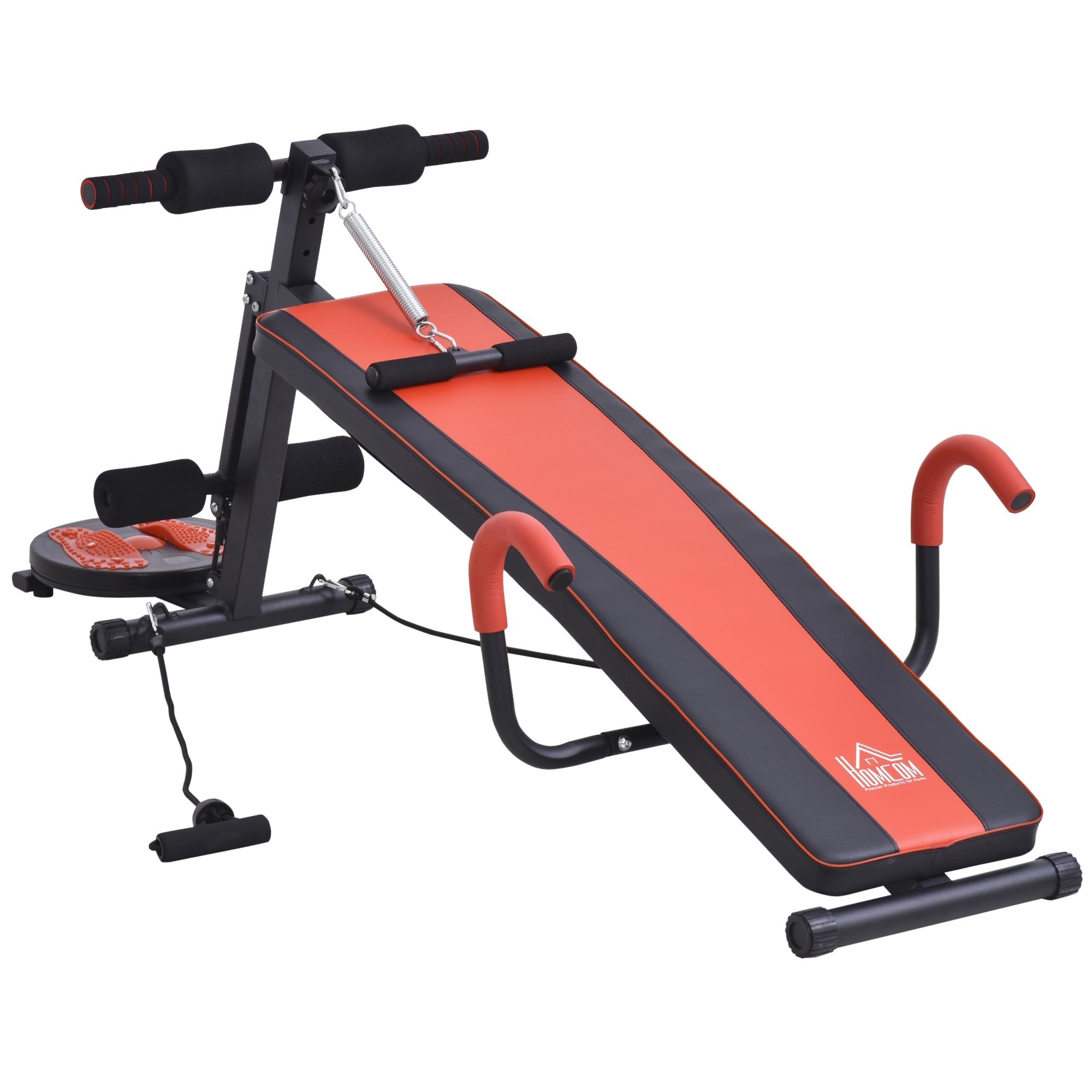 Sit-up-Bank Verstellbarer Bauchtrainer Gepolstert Rot Schwarz