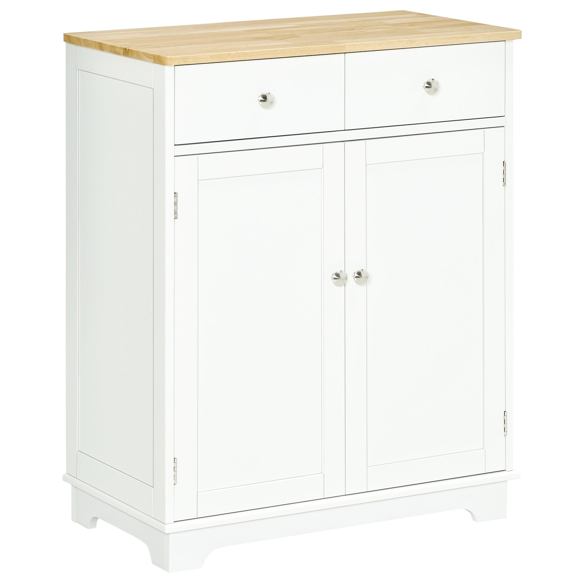 Kitchen Cabinet Side Storage Sideboard with Solid Wood Top, Adjustable Shelf & Drawer, Multicolor Engineered Wood