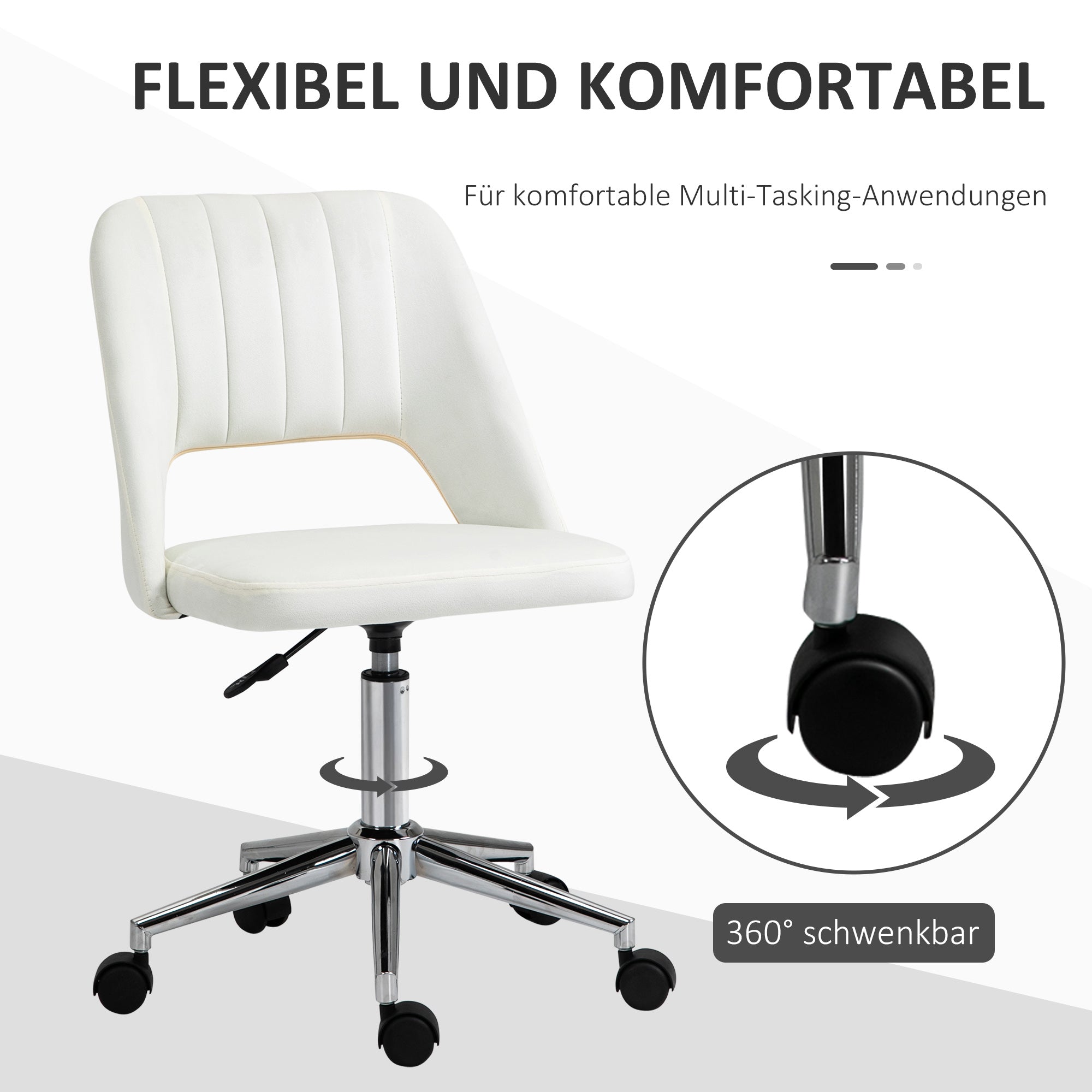 Swivel Chair Height-Adjustable Compact Ergonomic, Beige