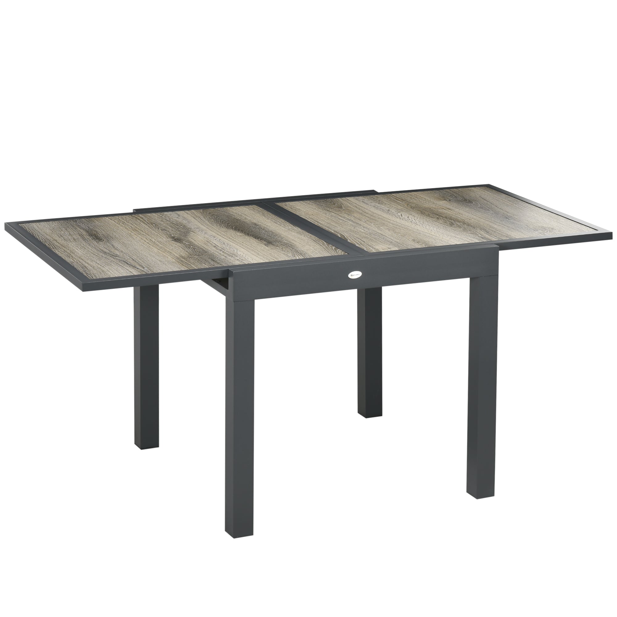 Garden Table Extendable Patio Balcony Aluminum, Beige/Grey
