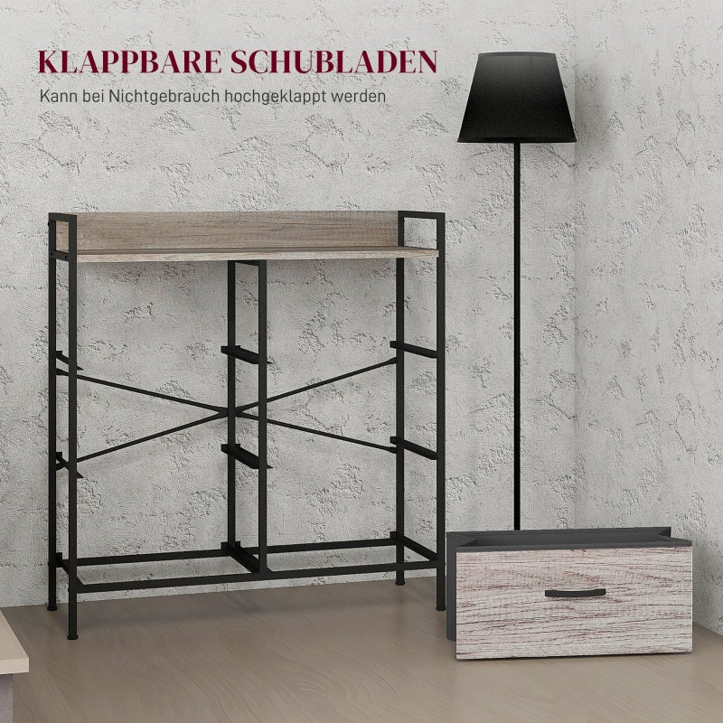 Chest of drawers 6 fabric drawers wood look steel frame gray