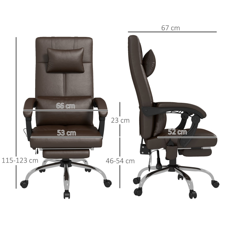 Vinsetto Office Chair, Massage, Heating, Reclining, Lumbar Support, Coffee