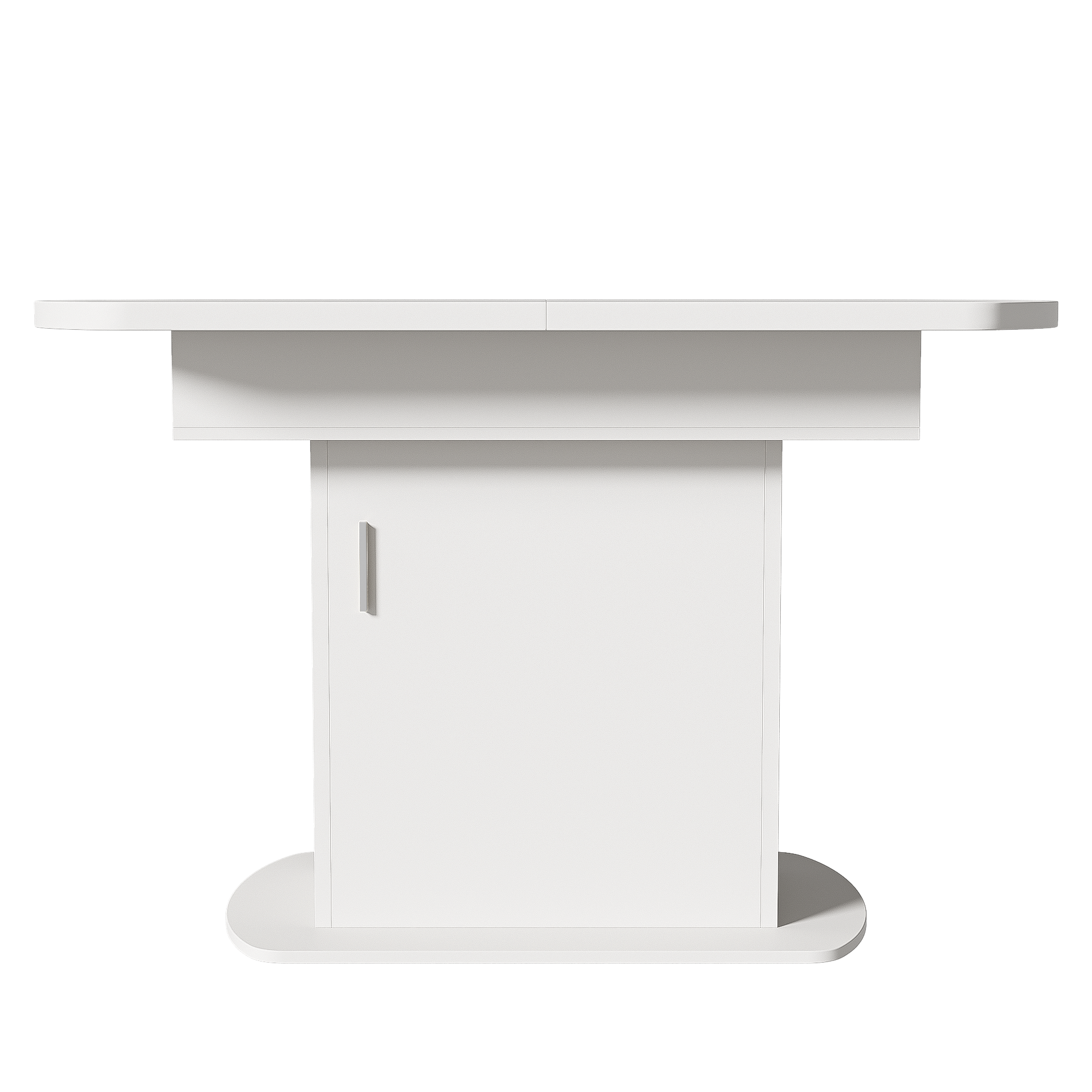 Extendable Oval Dining Table Modern Minimalist Storage Space-saving White