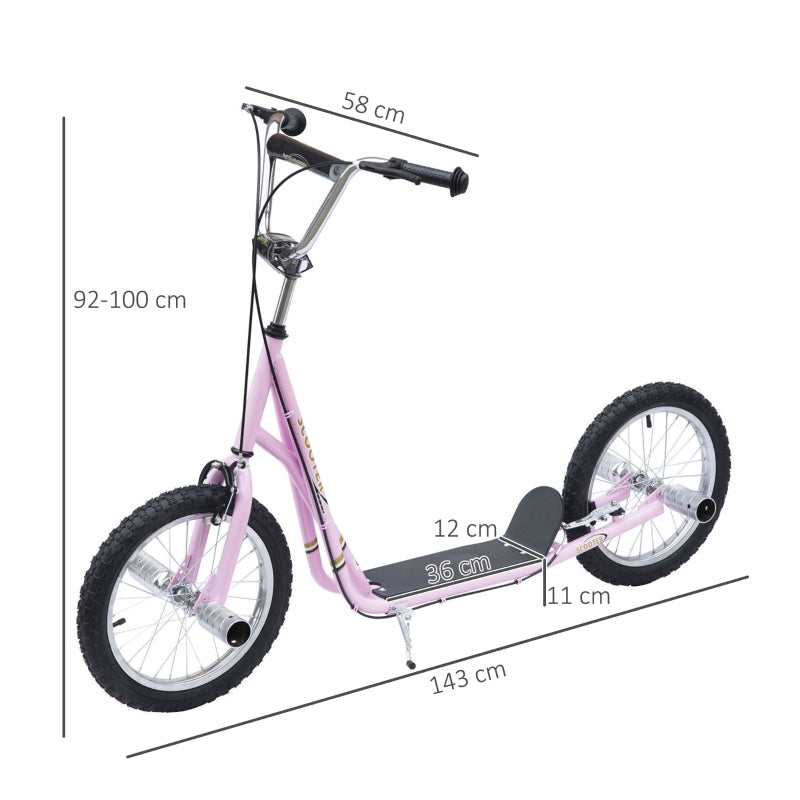 Kids' Scooter with Pneumatic Tires and Height Adjustable Handlebar, Pink
