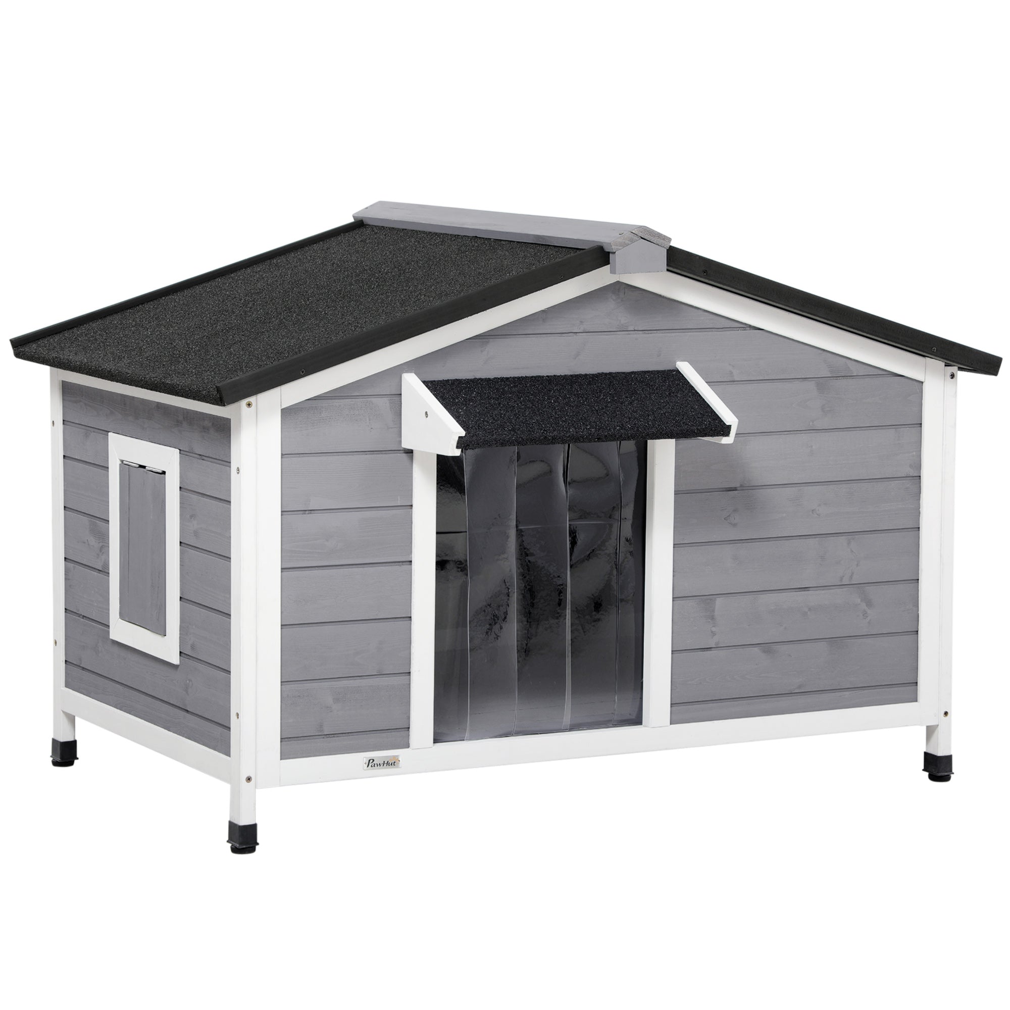 Dog Kennel, Weather-Resistant Fir Wood, Grey