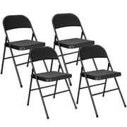 Folding Chairs, Portable Office with Cushions, Black