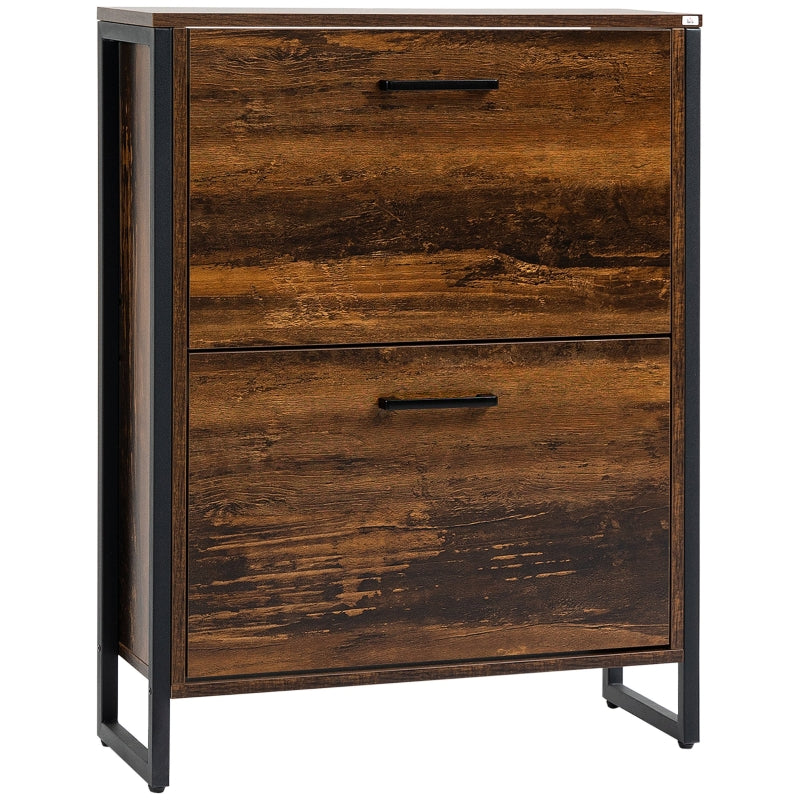 12-Shoe Two-Door Storage Cabinet Wood-Effect