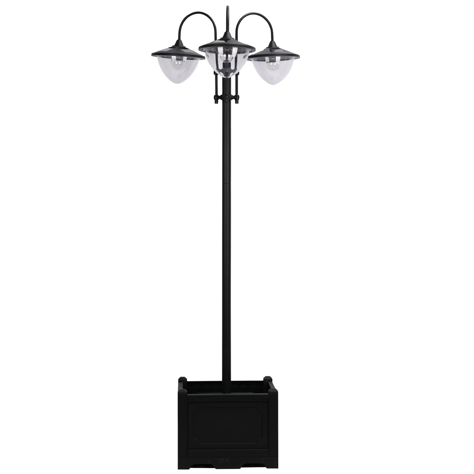Solar Lantern 3-Piece Set, Floor Lamp Waterproof IP44 Flower Pot Base, Metal Black