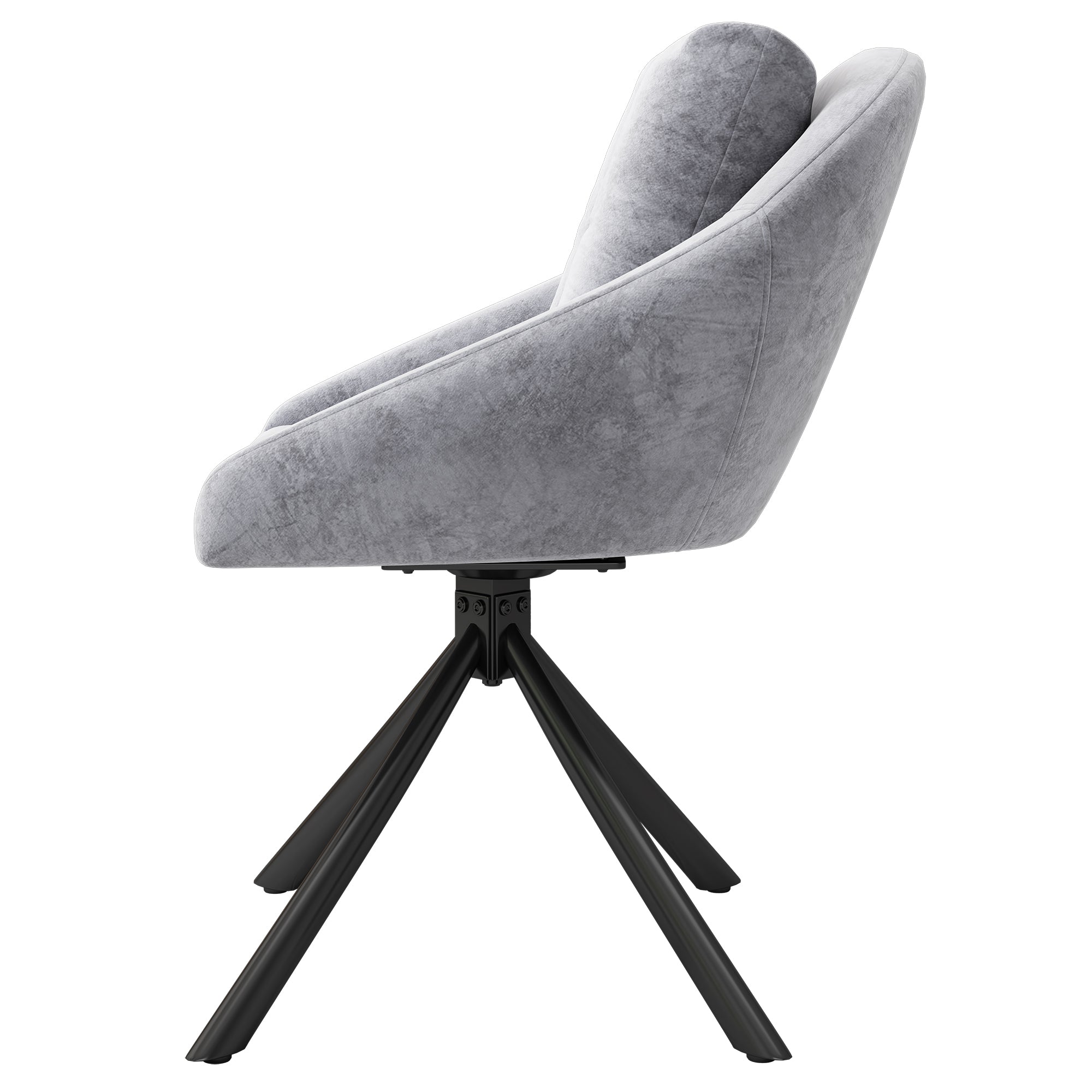 Swivel Dining Chair Set of 4 Ergonomic - Grey Velvet