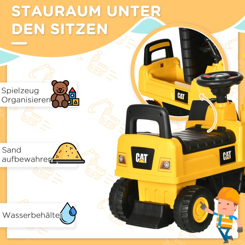 Children's Excavator Ride-on Toy with Functional Shovel and Non-slip Wheels, Yellow and Black