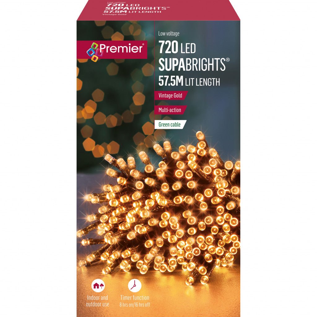 720 Multi Action LED Supabrights Christmas Lights with Timer - Vintage Gold - Rathwood Store