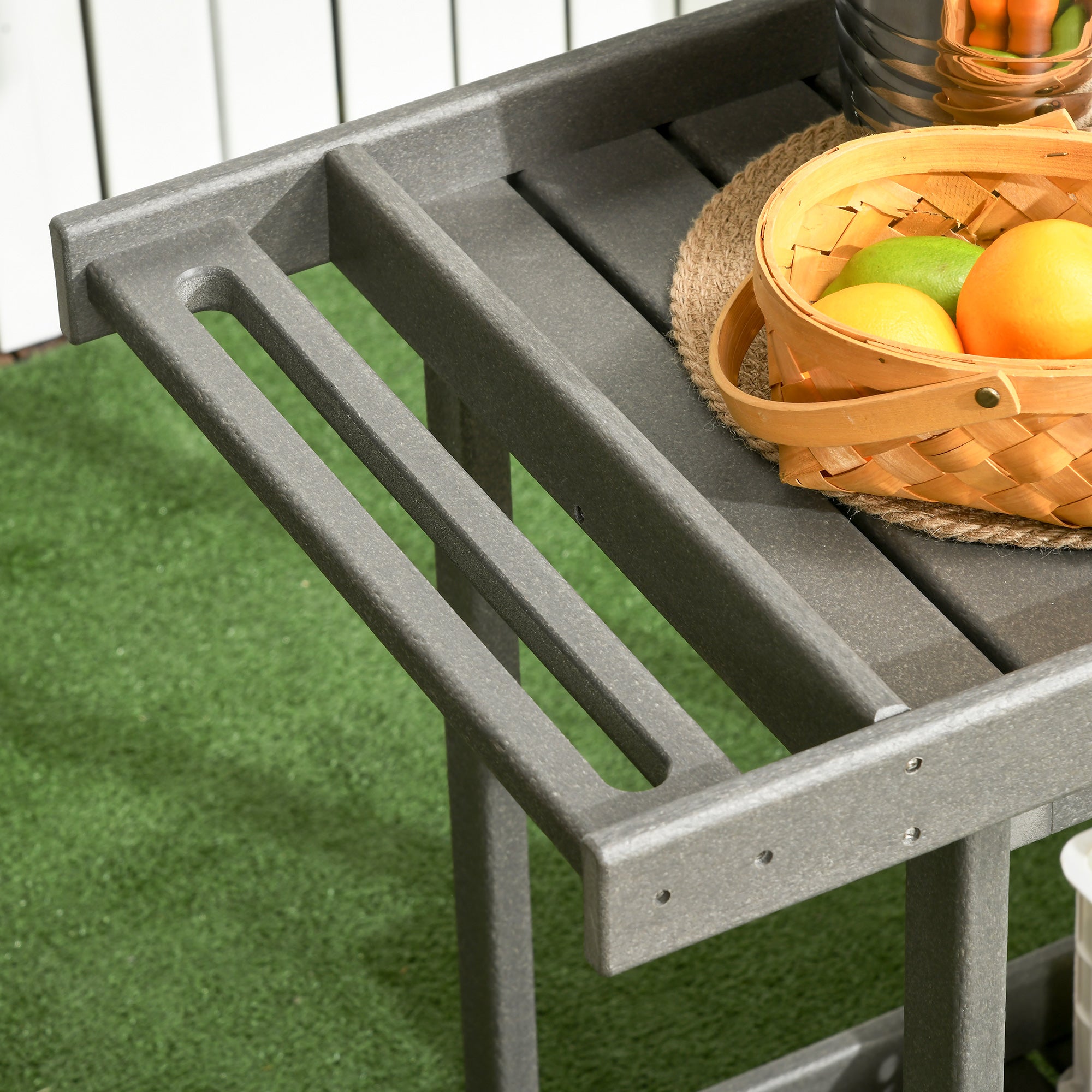 Serving Cart Barbecue Trolley, Towel Holder 2 Shelves 87x50x80cm Outdoor Multifunctional Table