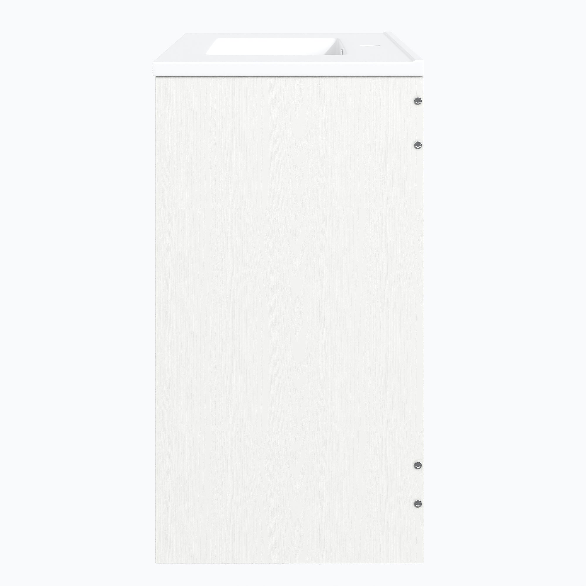 Bathroom Vanity Unit with Ceramic Sink and Barn Door Storage, White