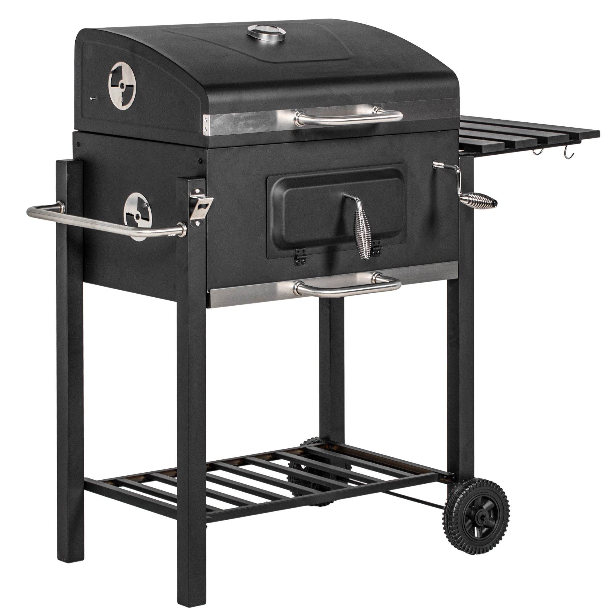 Grill Cart Charcoal BBQ Stand Stainless Steel Black