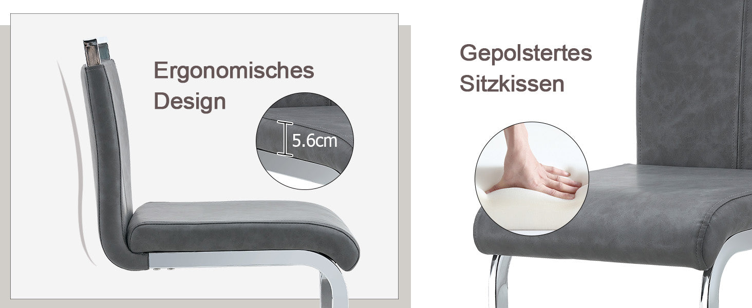 Bar Stools (Set of 2) Nordic Style High-Quality - Grey PU