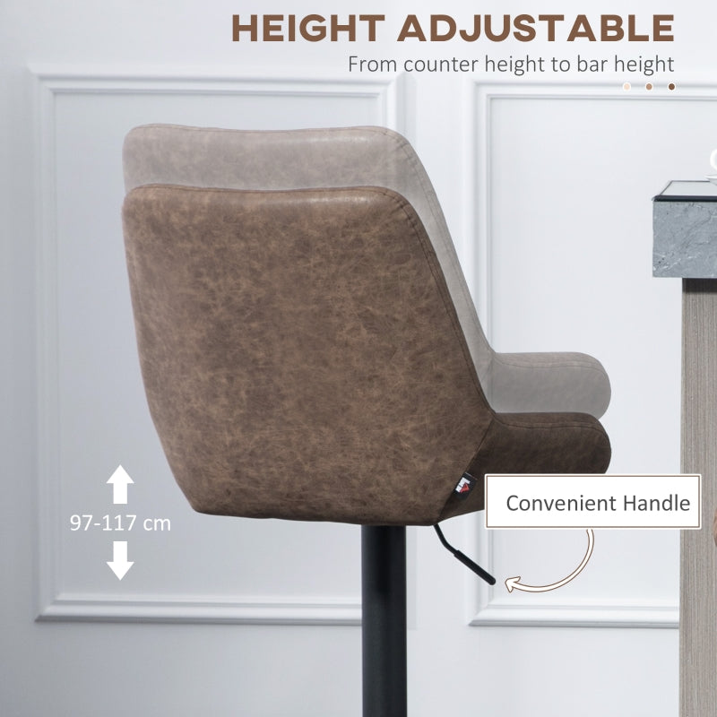 Bar Stools, Retro Faux Leather, Set of Two - Brown