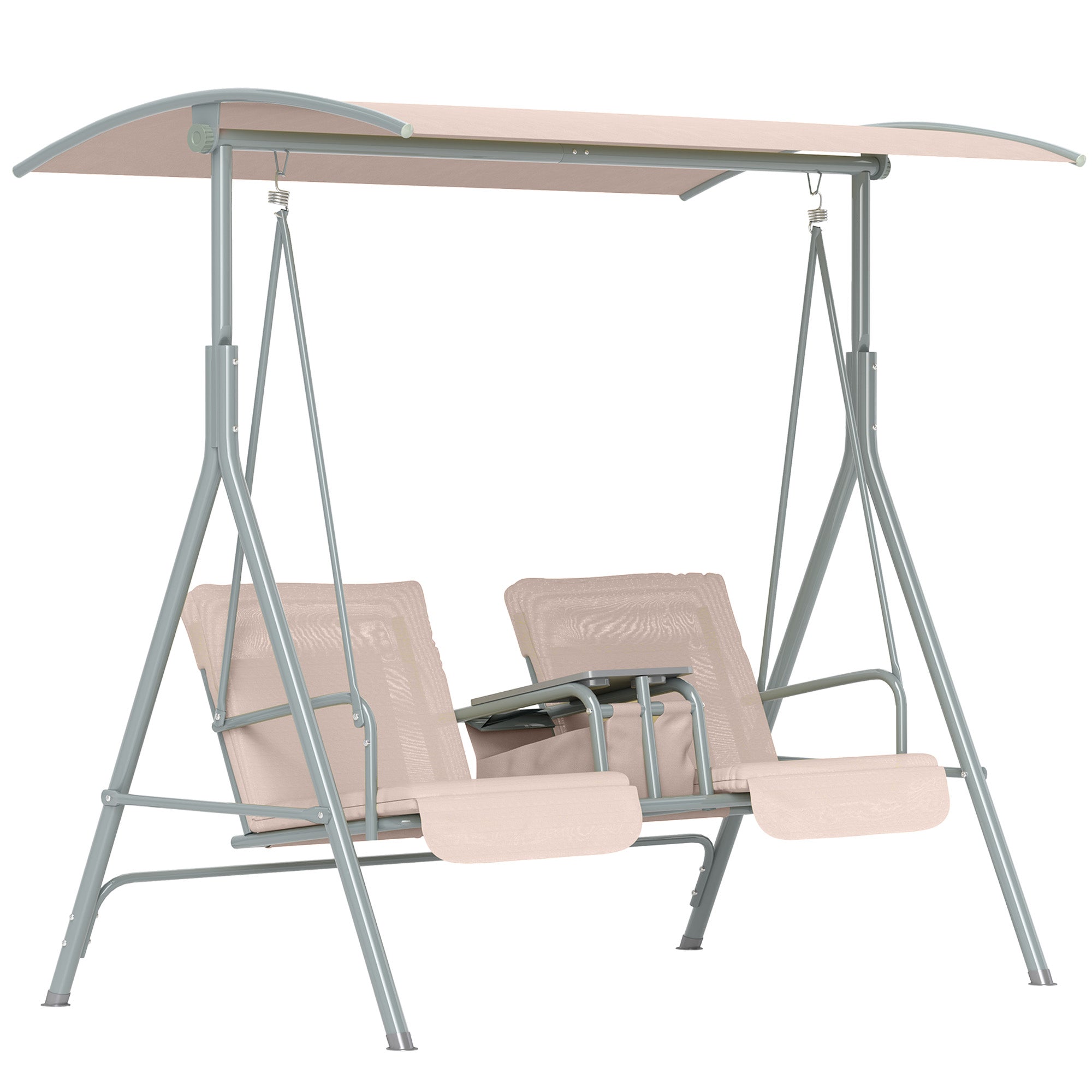 Hollywood Swing 2-Seater with Sunshade, Cup Holder, 180kg Capacity, Beige