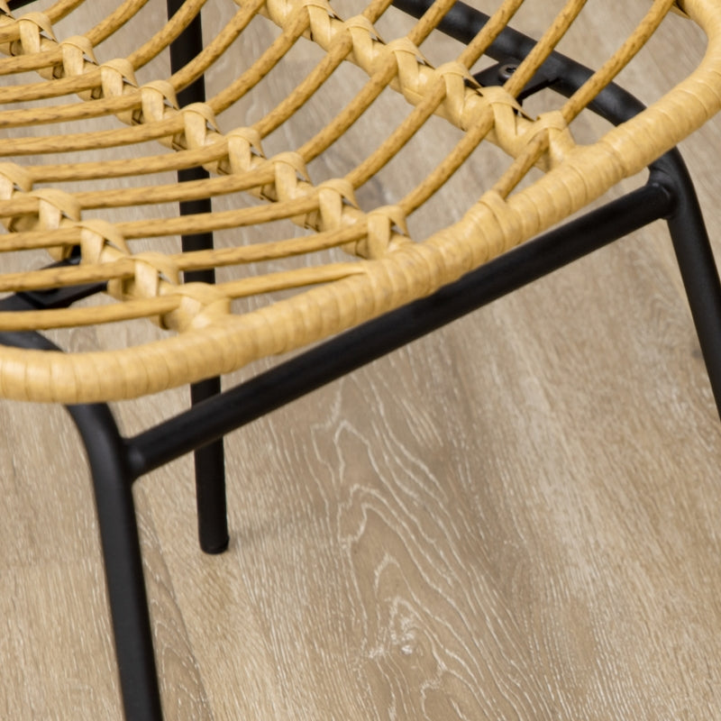 Esszimmerstuhl-Set 2-teilig im Rattan-Look, Stahl, Gelb