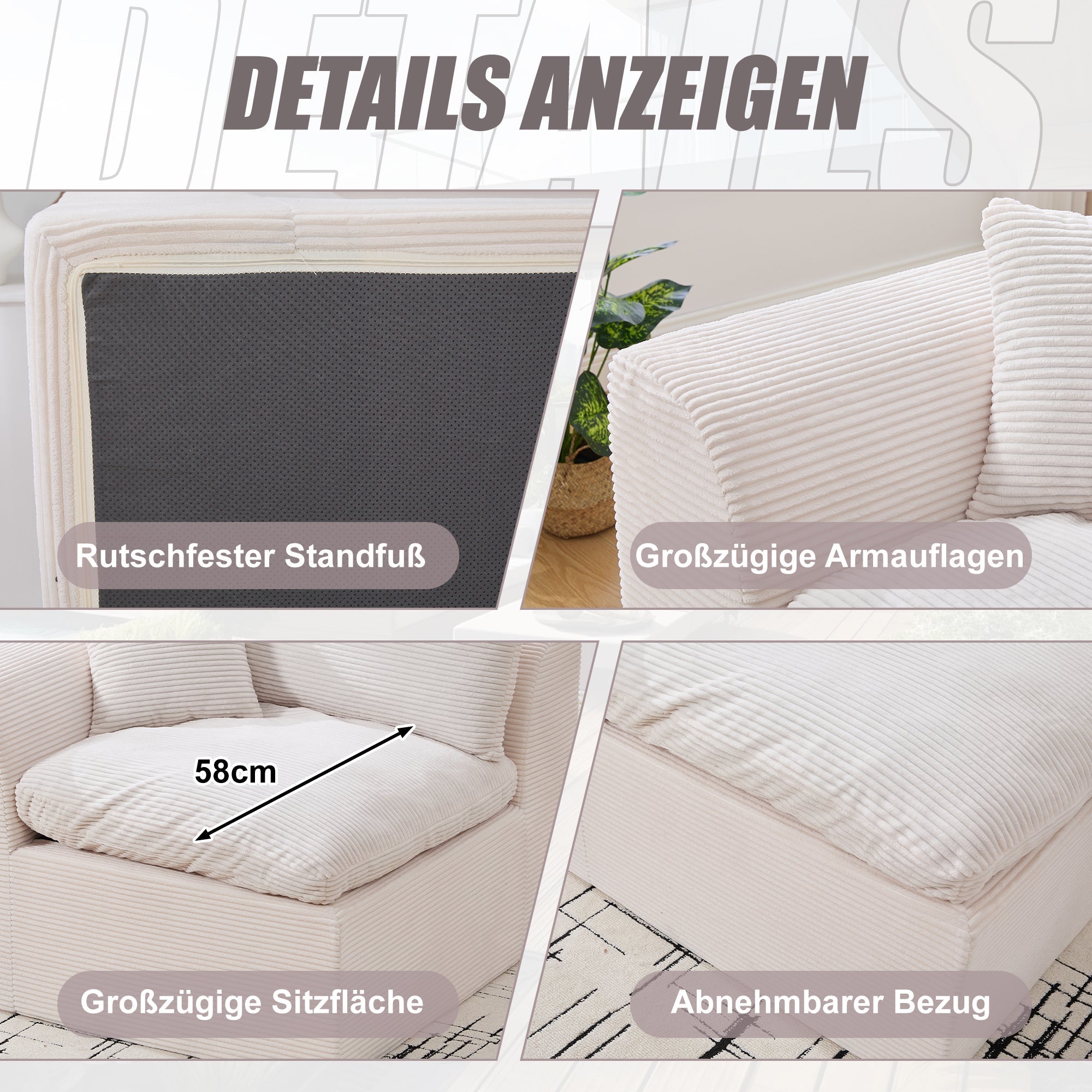 Single Sofa Modern Minimalist Armchair with Cushion - Fabric