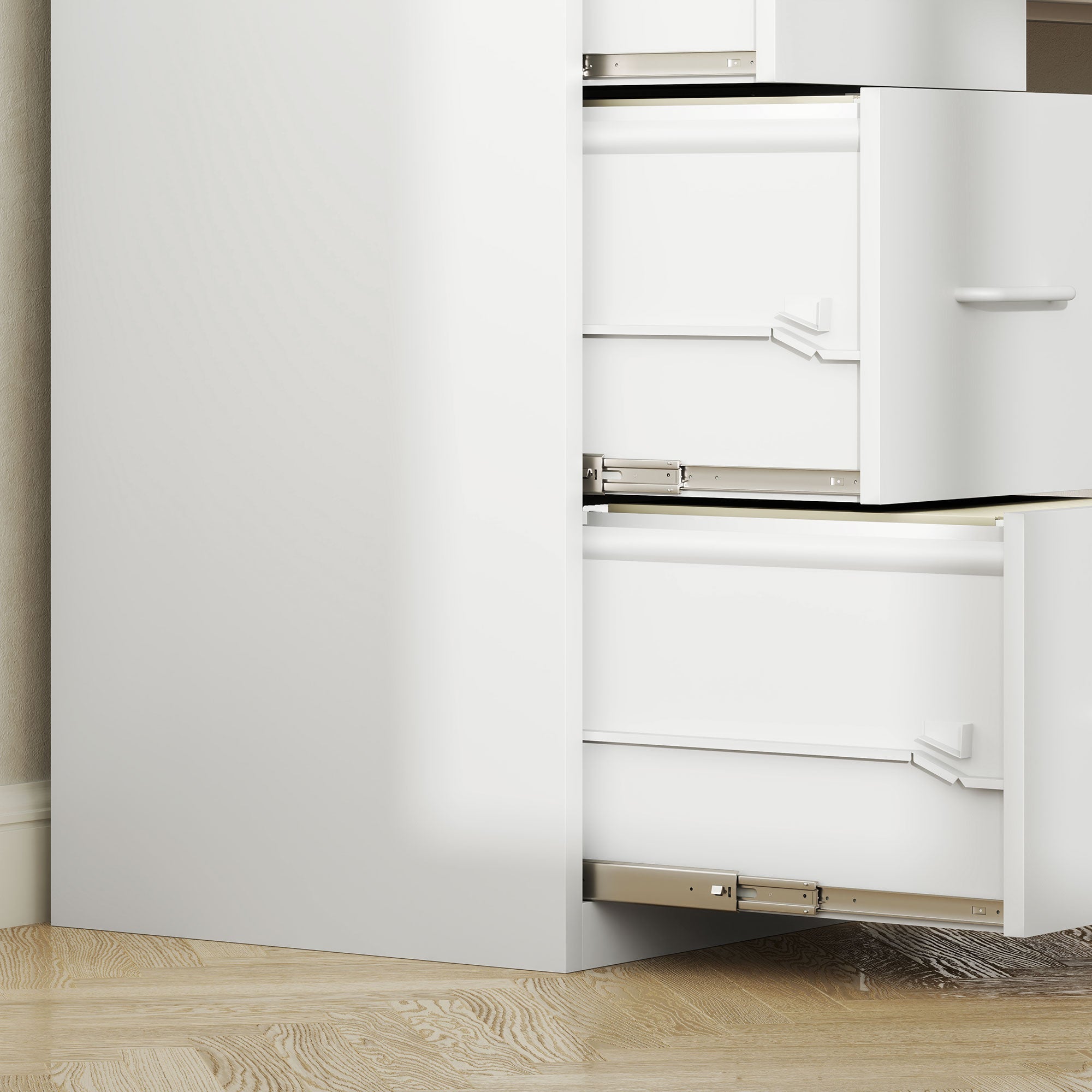 Four-Drawer Filing Cabinet Modern Steel White