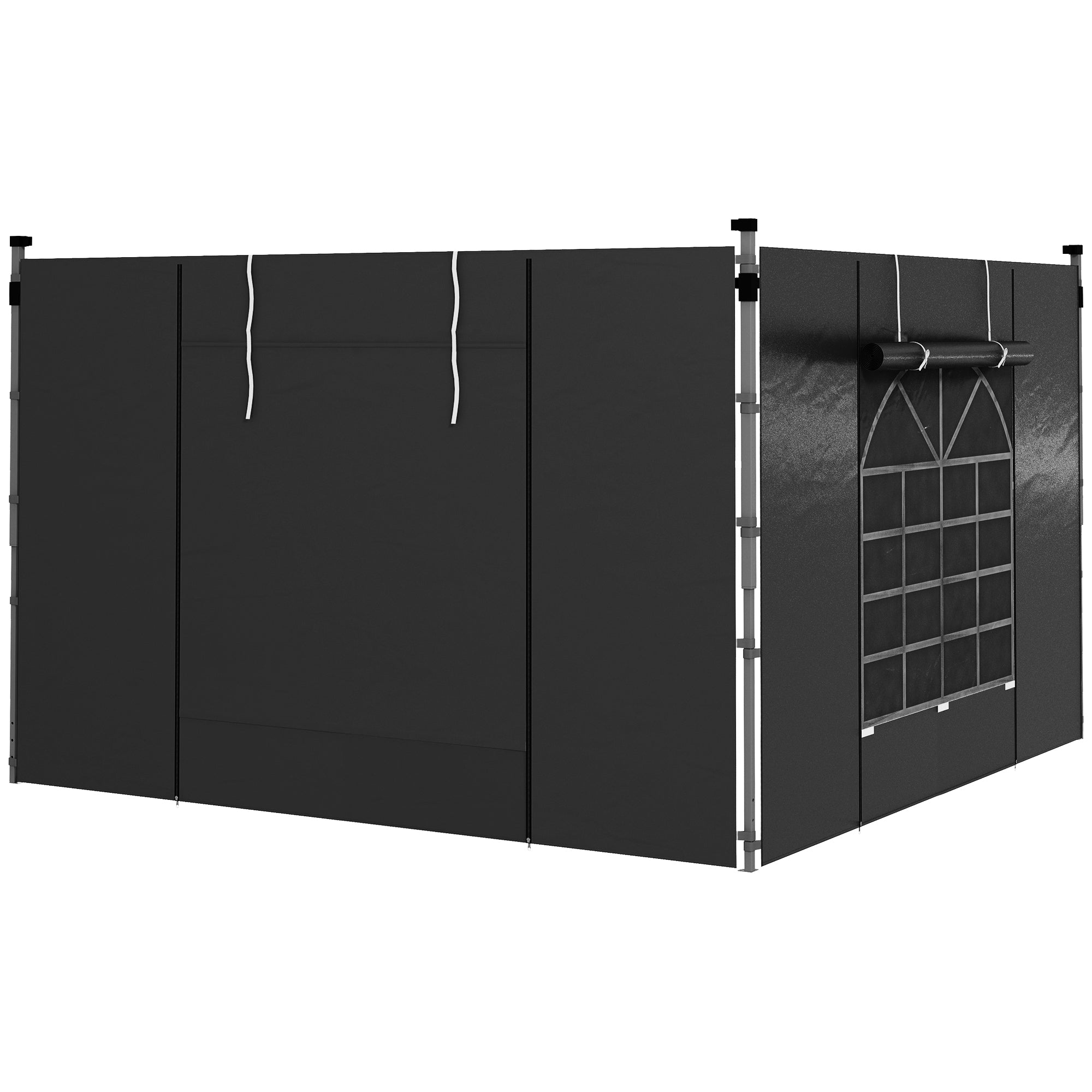 Pavillon-Seitenwände, 3x3/3x6 m, mit Fenster, wasserdicht, schwarzes Oxford-Gewebe