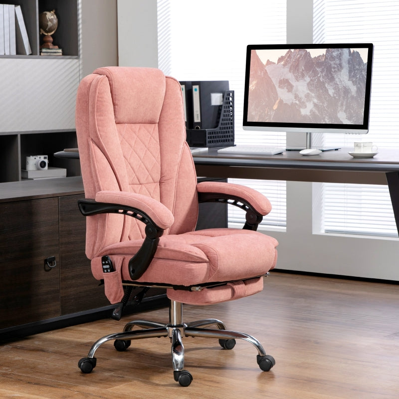 Vinsetto Office Chair, Massage Ergonomic Reclining with Footrest, Pink