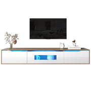 TV Cabinet, High Gloss with Color Changing LED Light, White and Wood Color