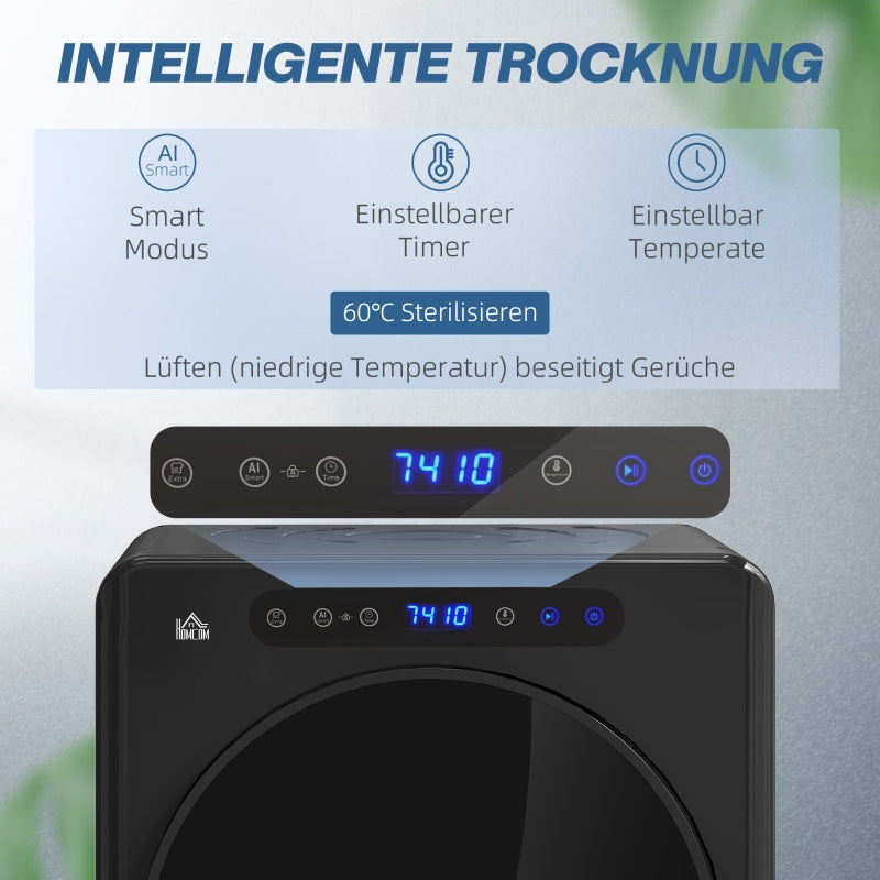 Tumble Dryer, 6 Programs, 4 kg, Compact, Touch Control, Black