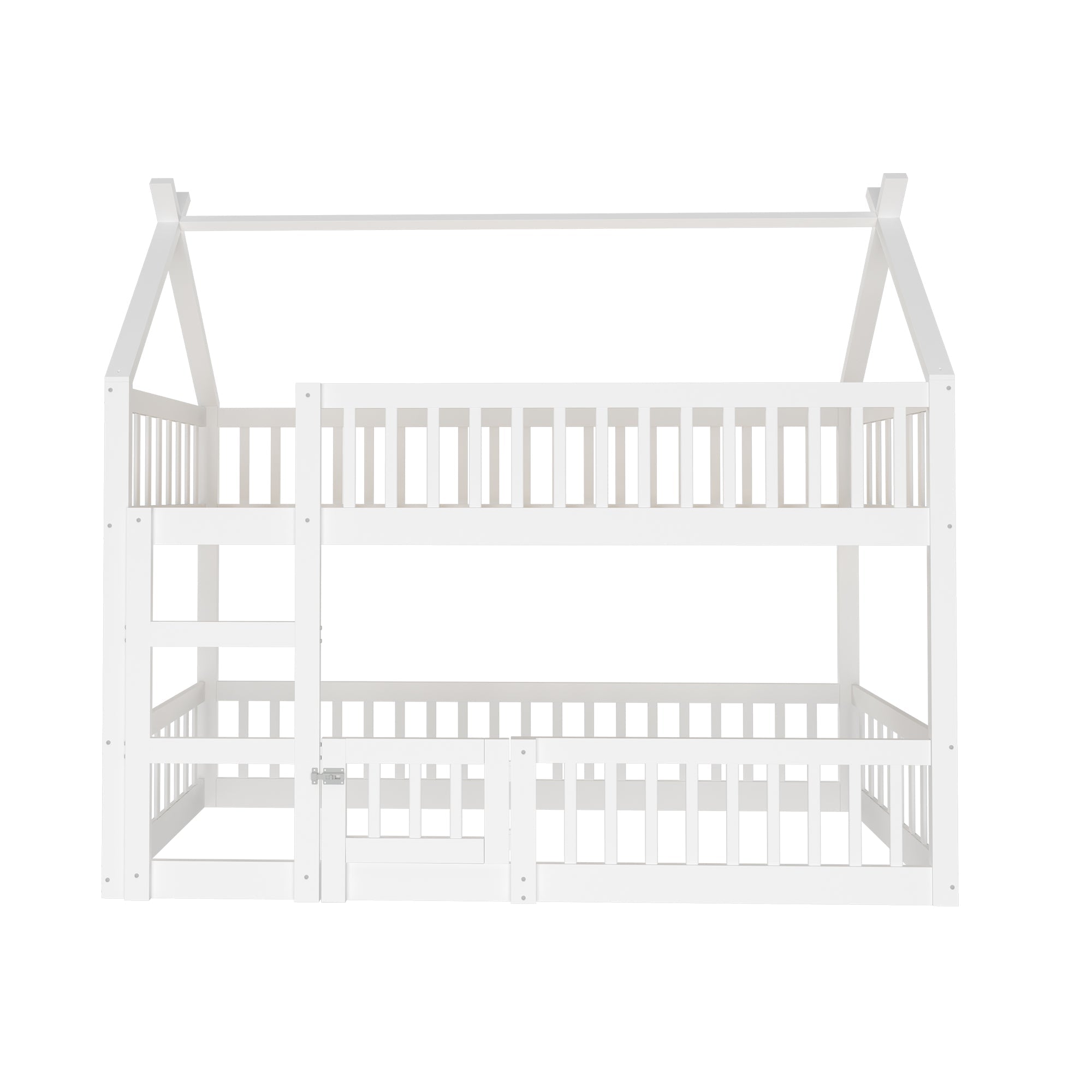 Children's Bunk Bed, Loft Design with Stairs, Solid Wood, White