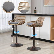 Modern Bar Stool Set of 2, Adjustable, Footrest, Gray