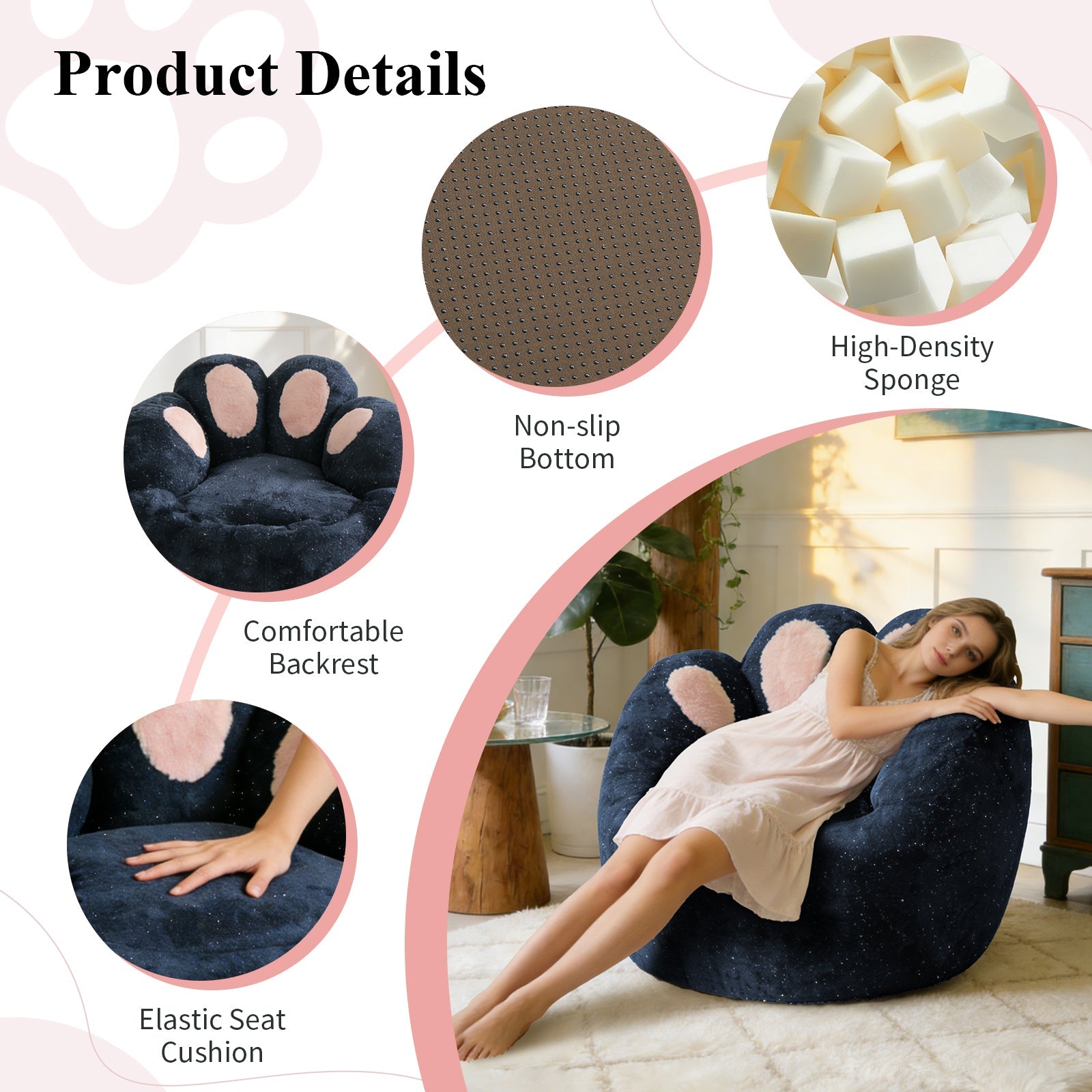 Sculptural Lounge Chair with Paw-Inspired Curved Contour Design, Lazy Sofa Chair