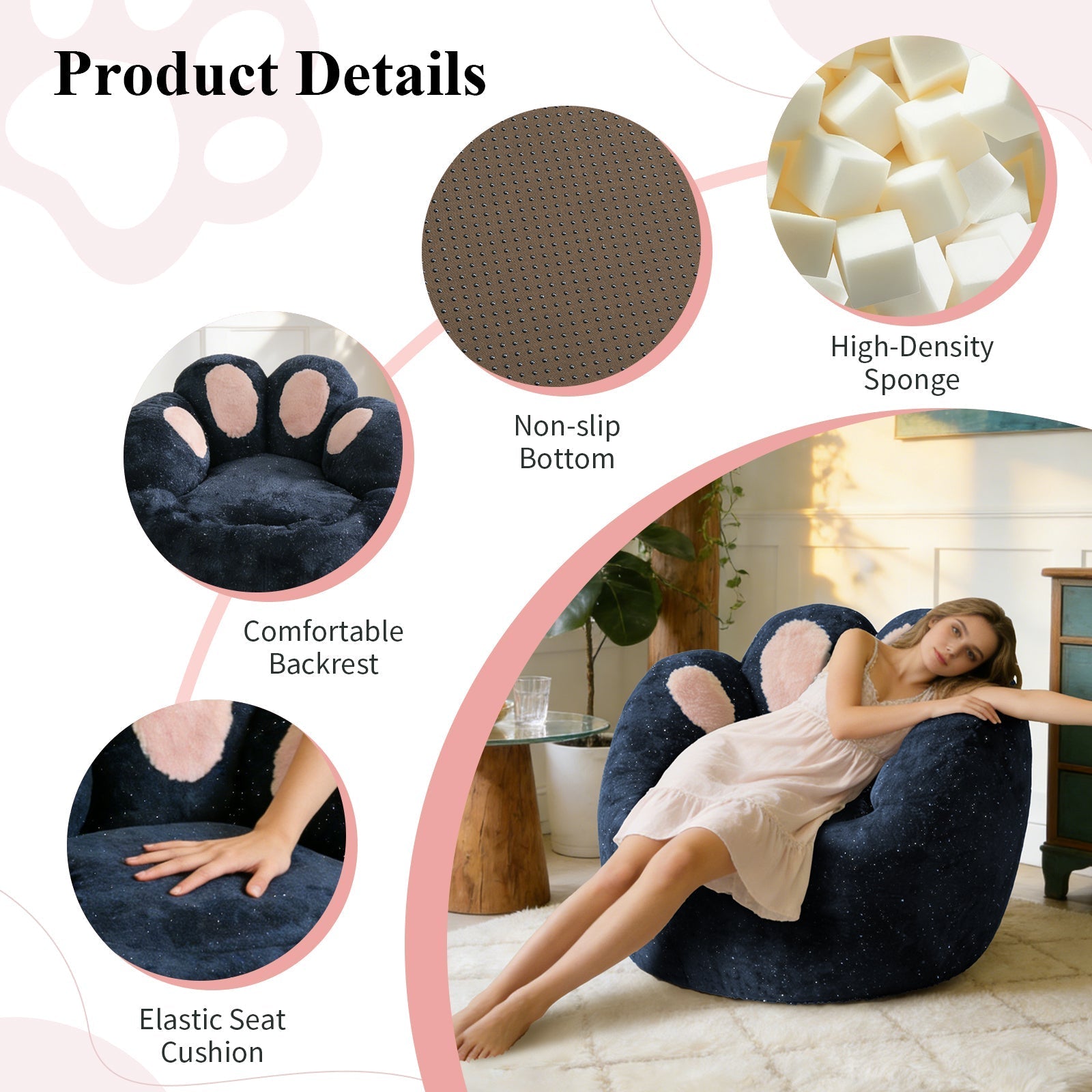 Sculptural Lounge Chair with Paw-Inspired Curved Contour Design, Lazy Sofa Chair