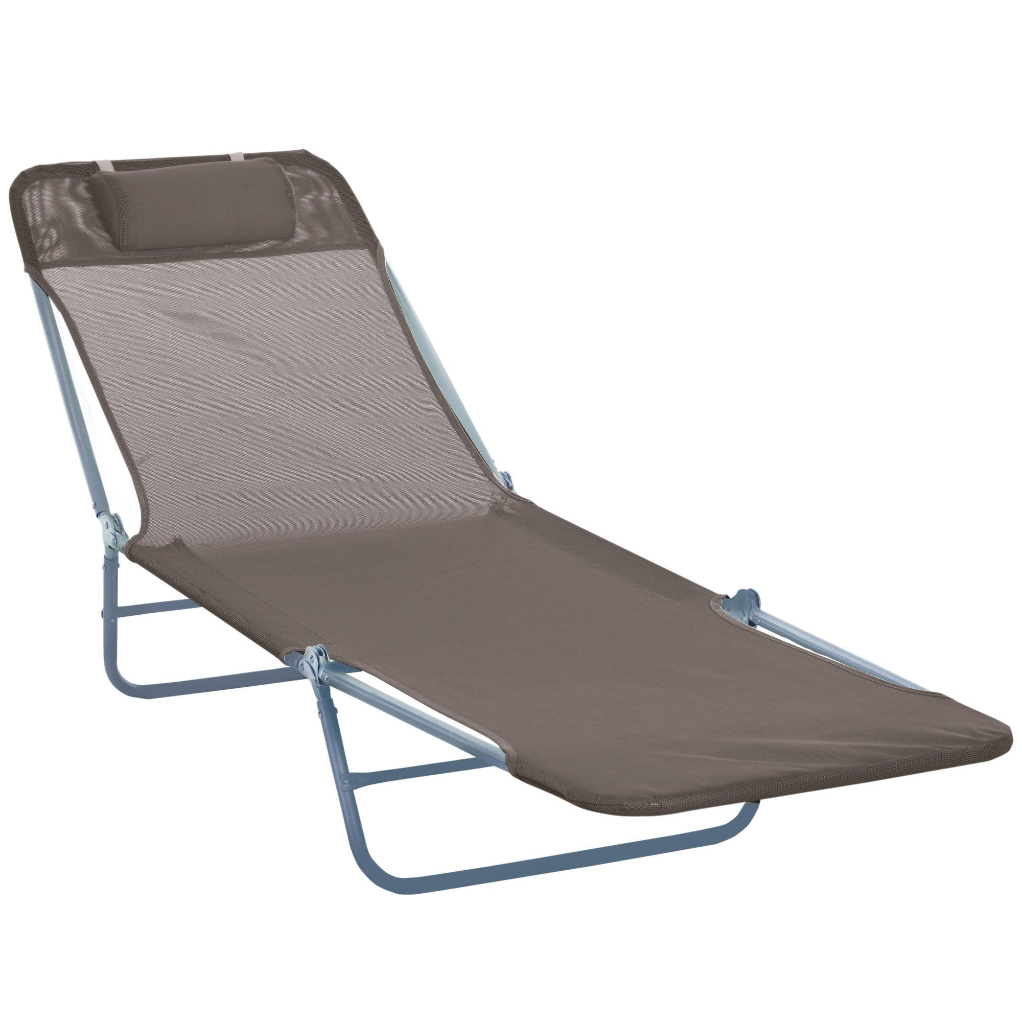 Sun Lounger Folding 2-Legged Weatherproof, Brown