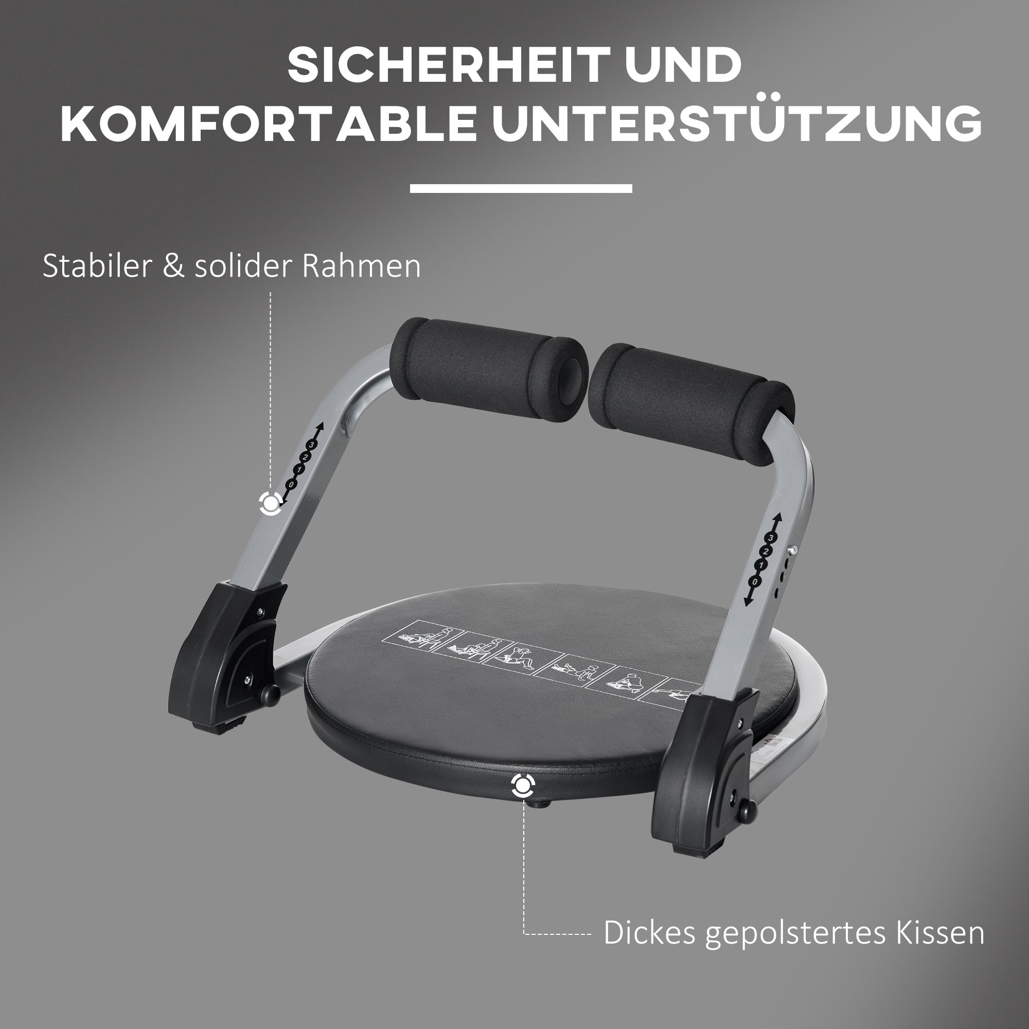 Bauchtrainer, faltbarer höhenverstellbarer Multi-Trainer, Metall