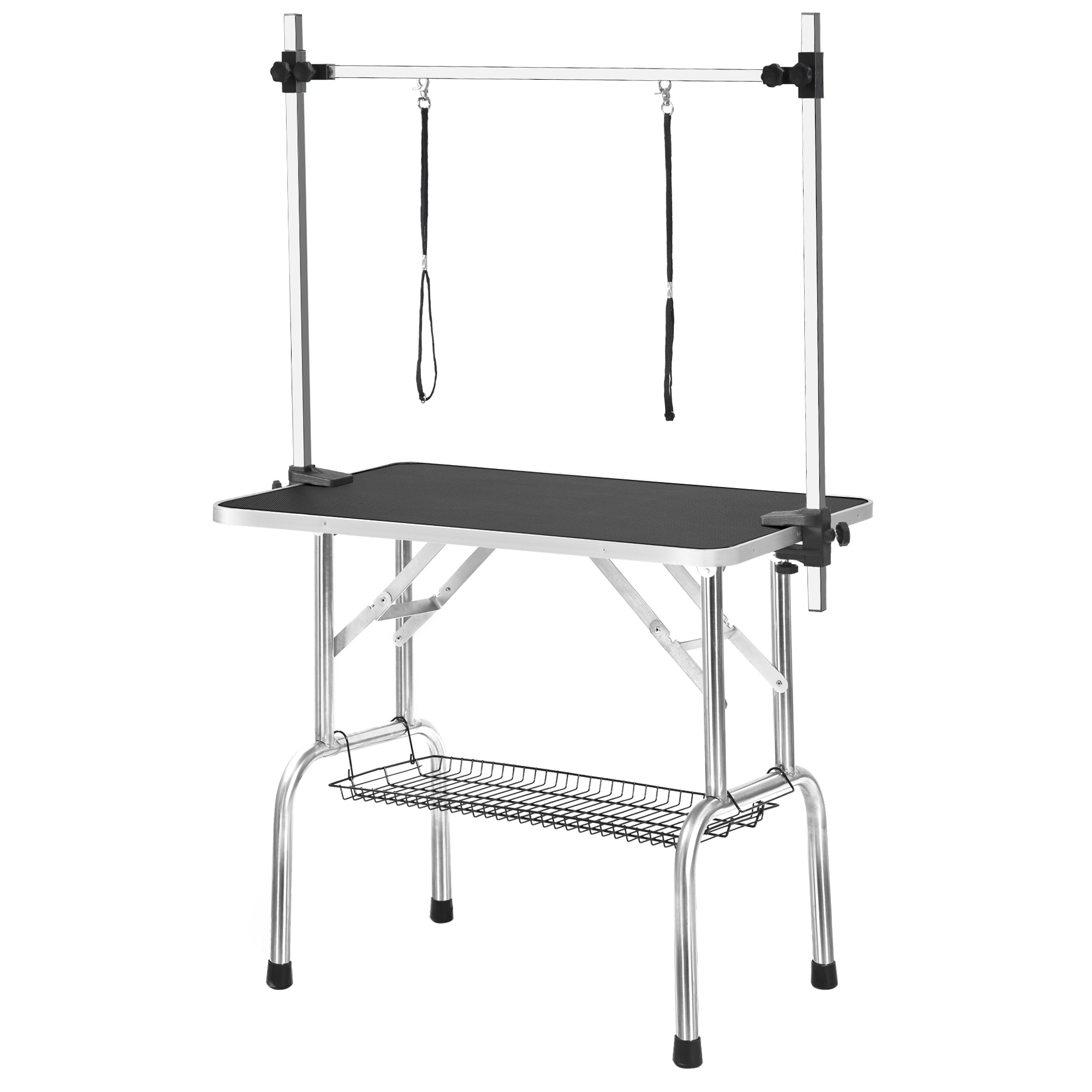 Professional Foldable Dog Grooming Table, Adjustable Arm Heavy-Duty 117cm, Black