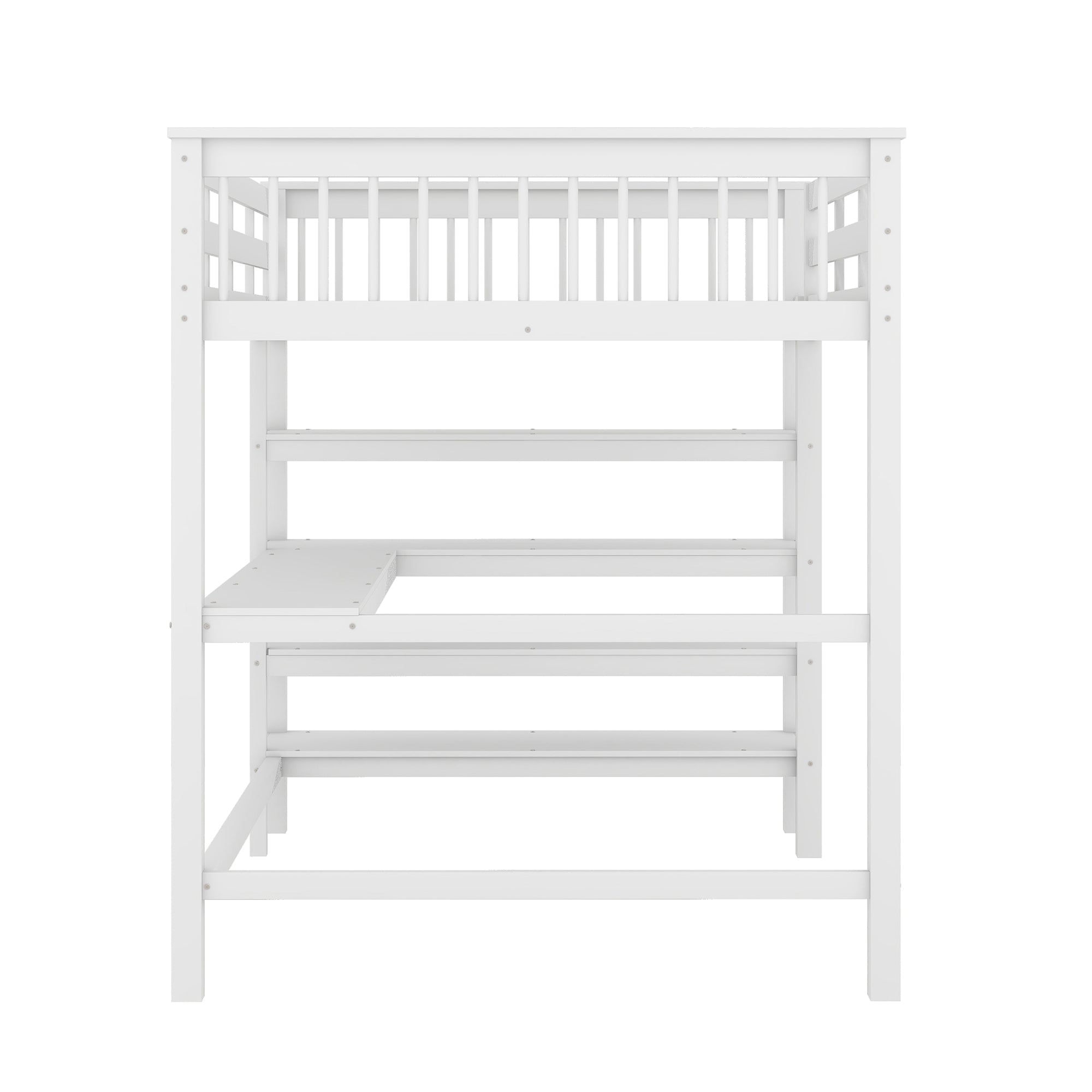 Loft Bed 140x200cm with Storage and Under-bed Desk - White