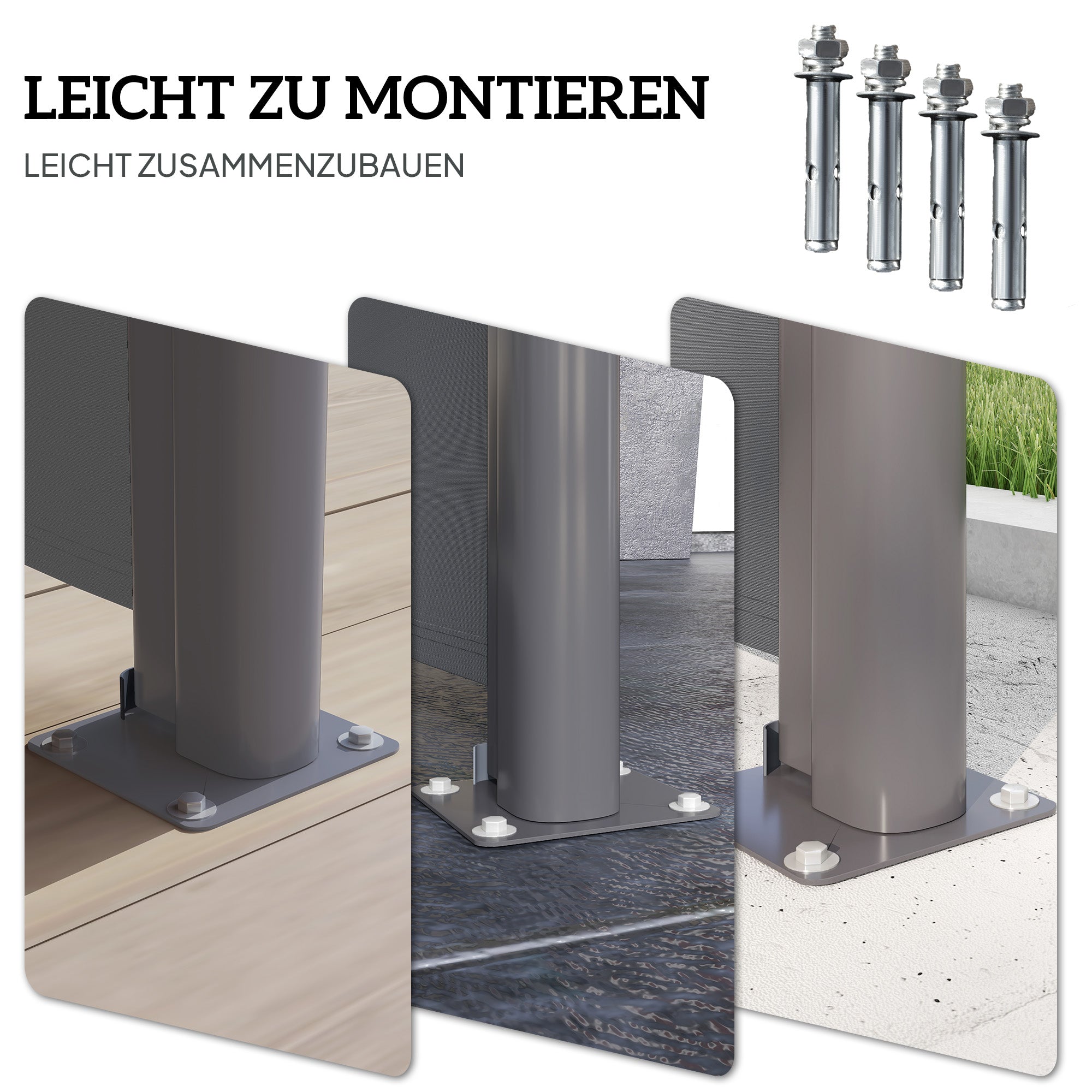 Side Awning, Extendable Privacy Screen, Wall Bracket, 300x140cm, Dark Gray