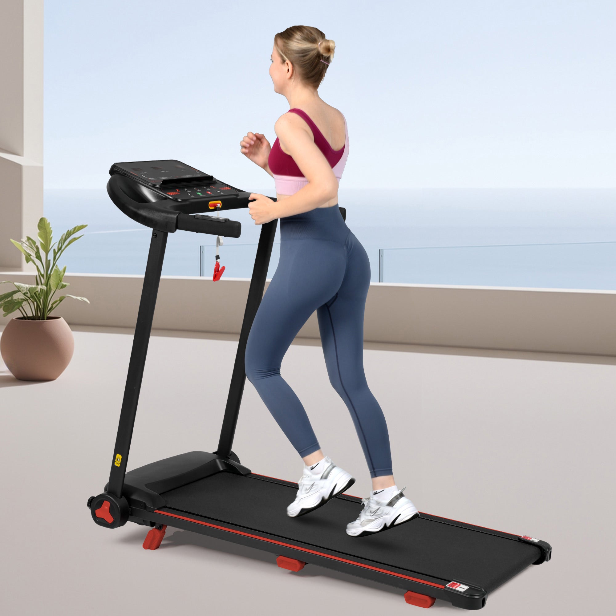 Treadmill for Home, Foldable 8% Incline 3.0 HP 120kg Max Load, Black