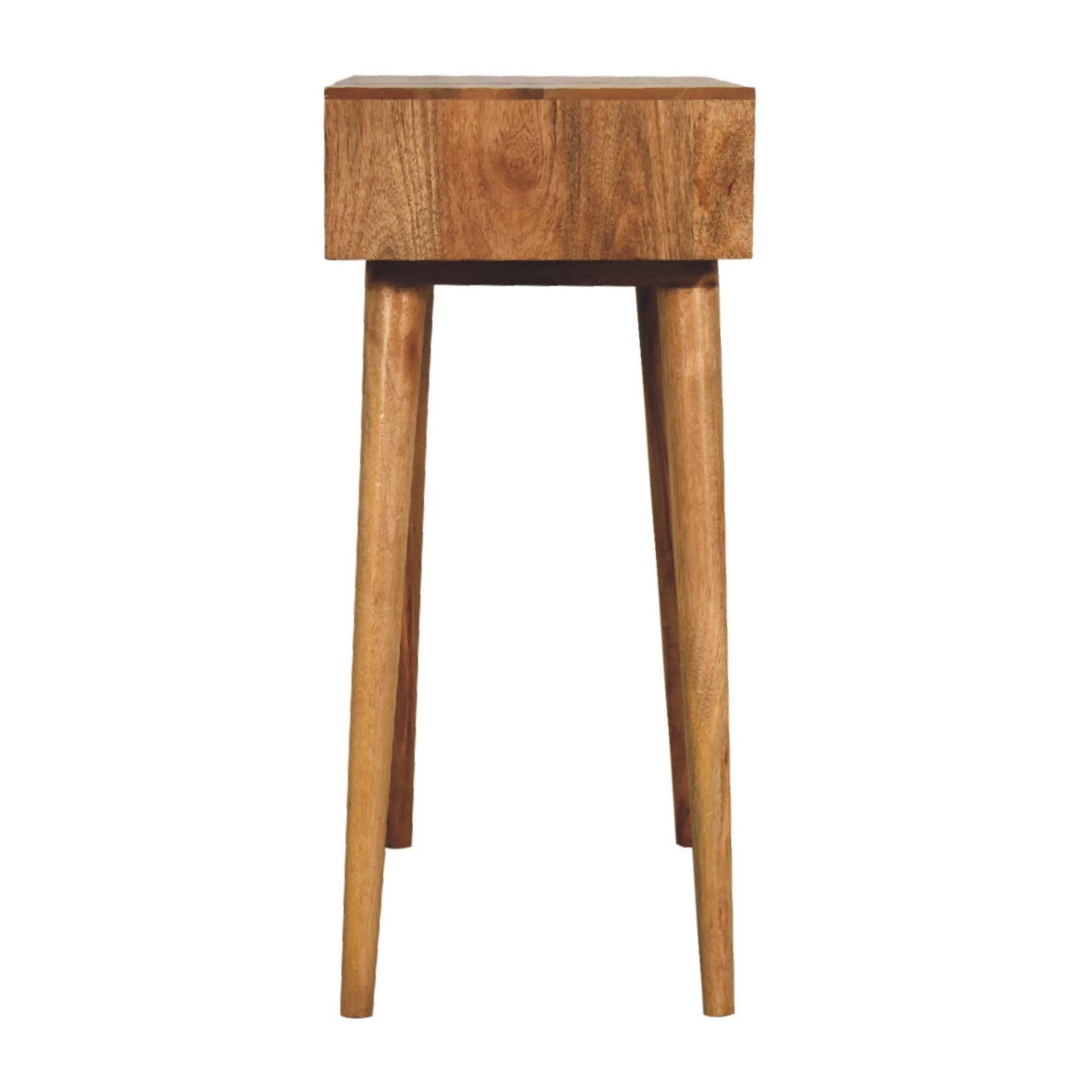 Dressing Table, Mini with 4 Storage Compartments and Mirror, Solid Wood Brown