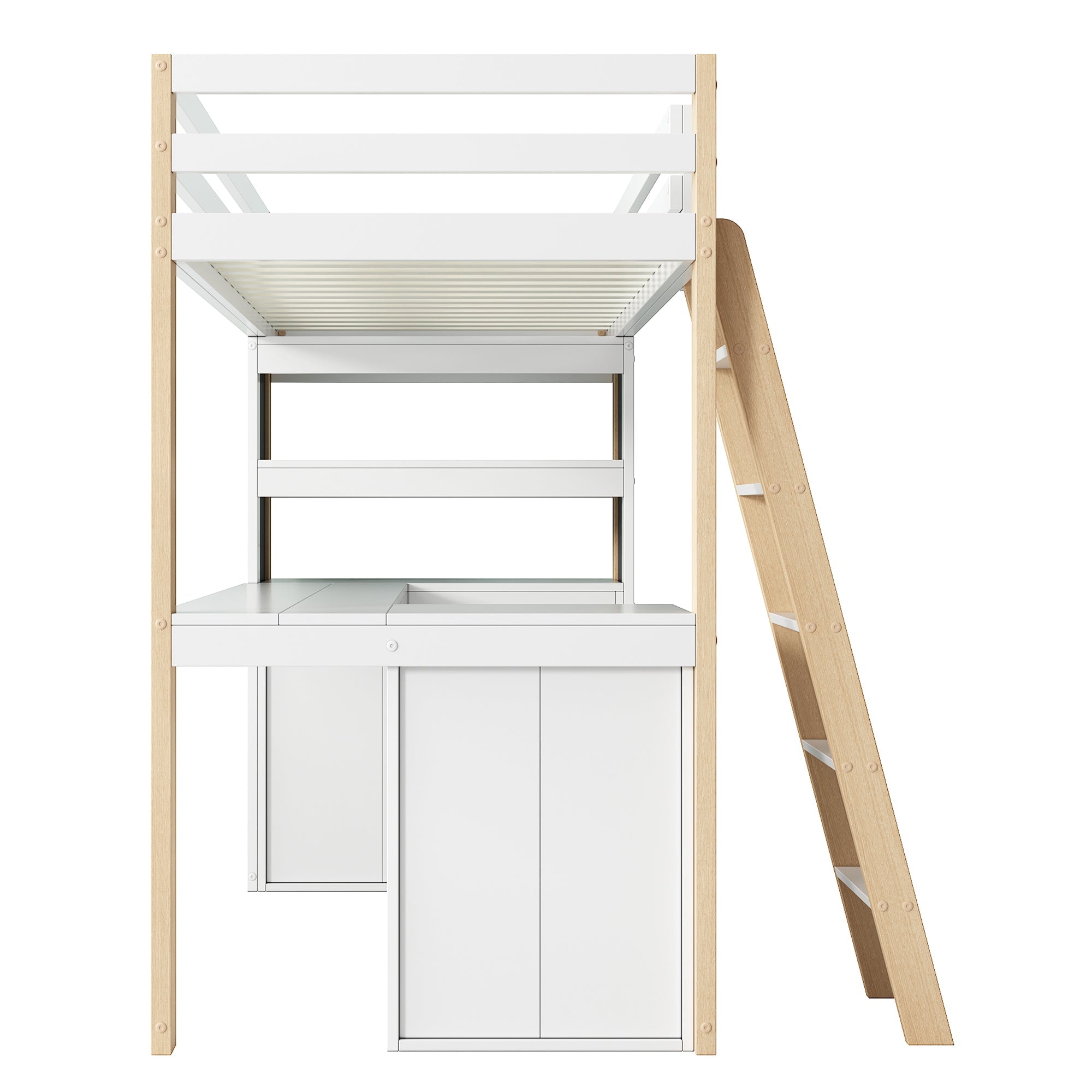 Panel Bed Hydraulic Storage USB-C Charging LED Multifunctional White