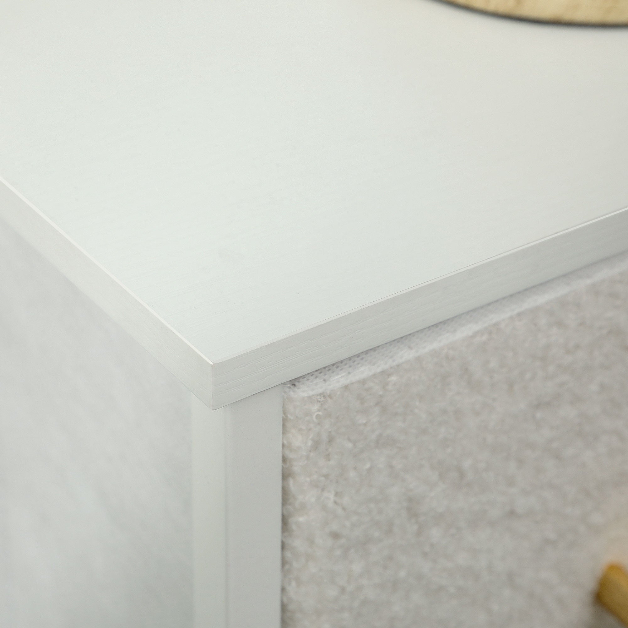 Chest of Drawers, 9-Drawer Boucle Storage Organiser with Steel Frame, Cream White